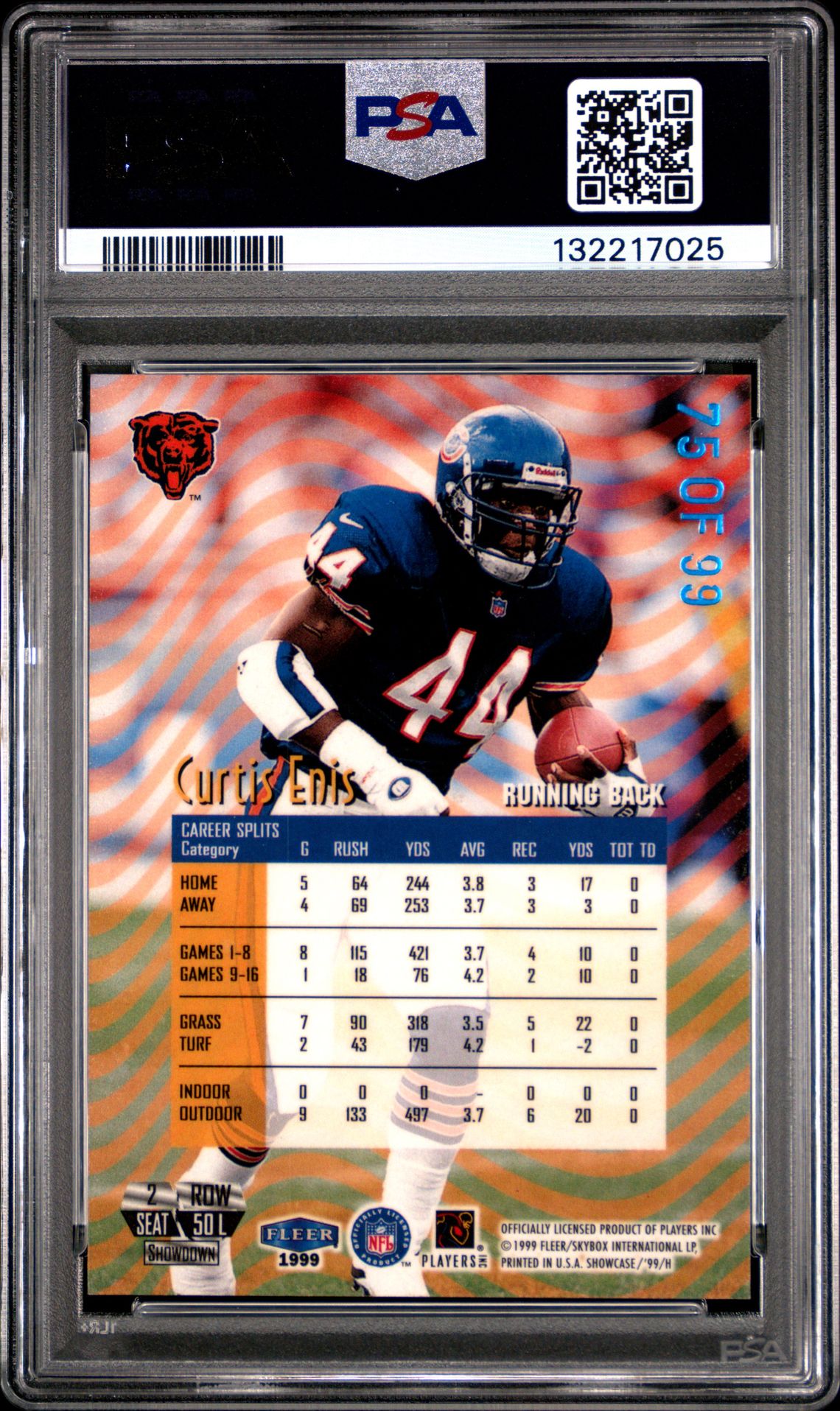 1999 Flair Showcase Legacy Collection Curtis Enis #50L (Legacy Coll.-Passion) Ex-Mt 6 back