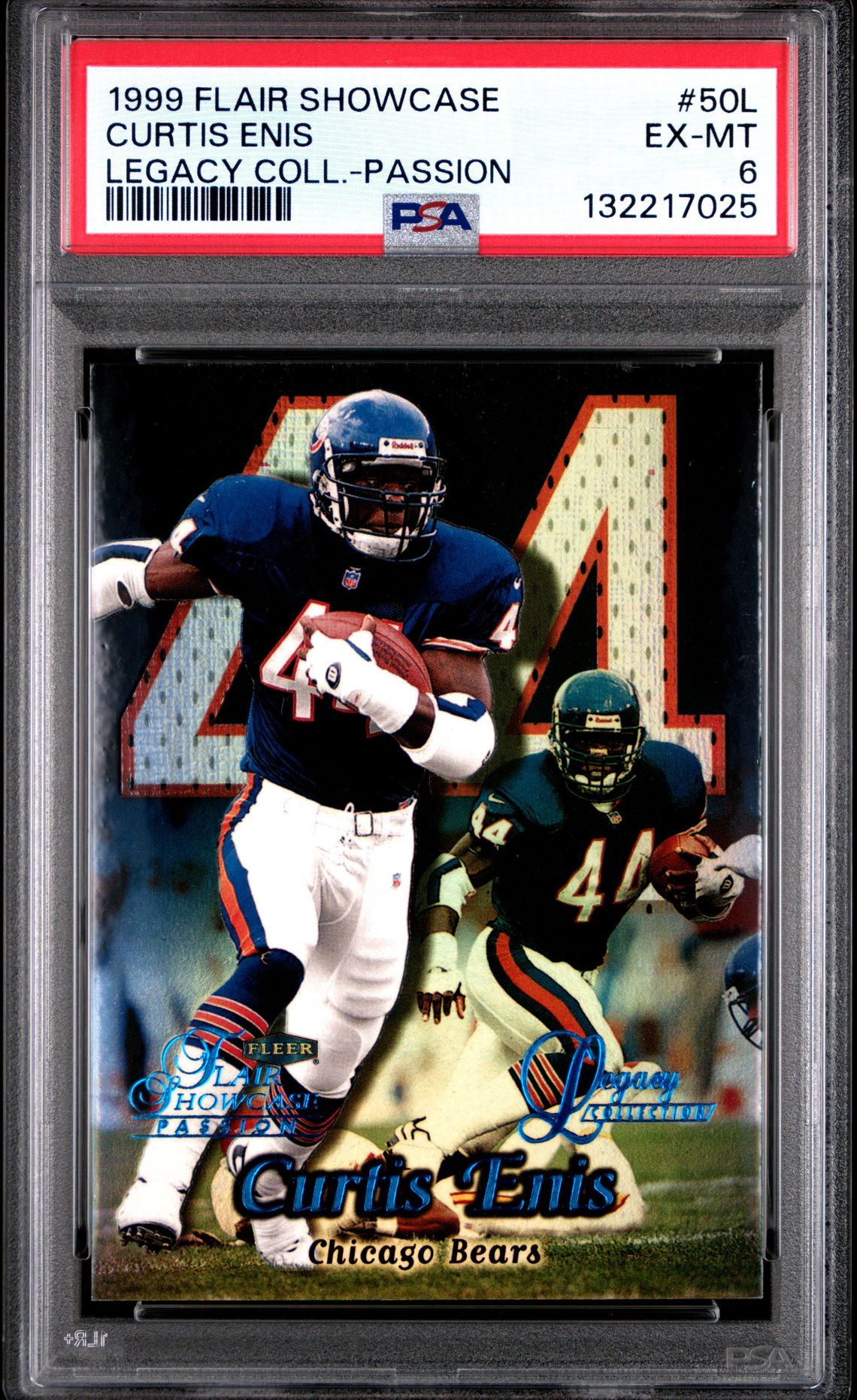 1999 Flair Showcase Legacy Collection Curtis Enis #50L (Legacy Coll.-Passion) Ex-Mt 6 front