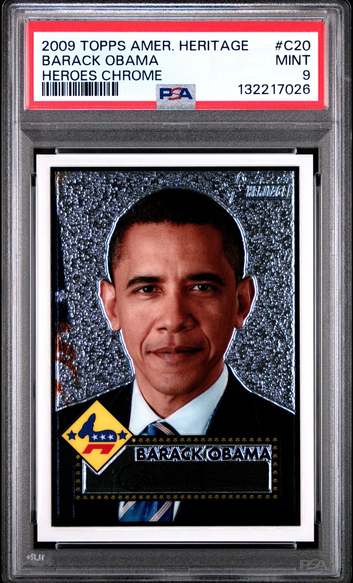 2009 Topps American Heritage Heroes Chrome Barack Obama #C20 (Heroes Chrome) Mint 9 front