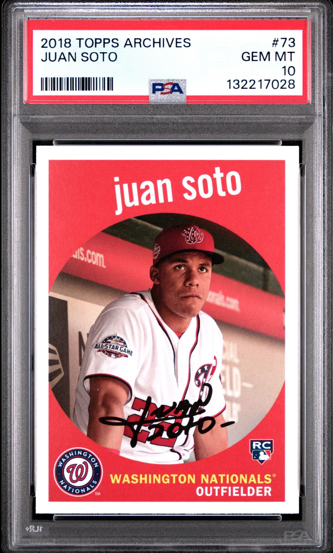 2018 Topps Archives Juan Soto #73 Gem Mt 10 front