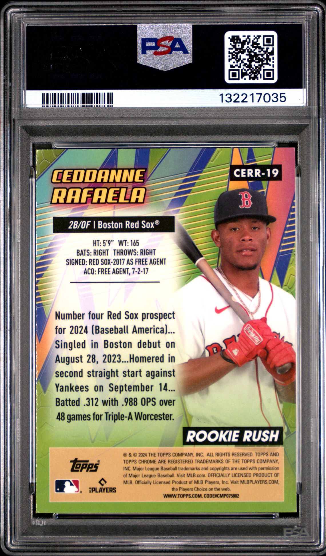 2024 Topps Chrome Chrome All Etch Rookie Rush Ceddanne Rafaela #19 Gem Mt 10 back
