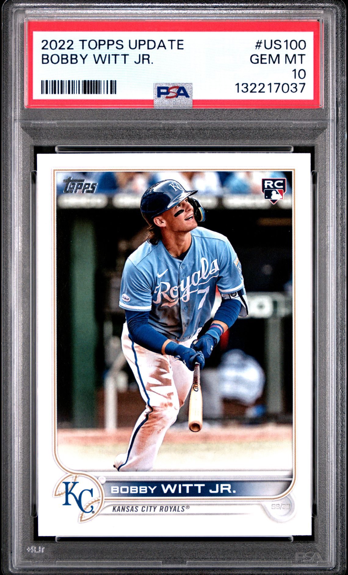 2022 Topps Update Bobby Witt Jr. #Us100 Gem Mt 10 front