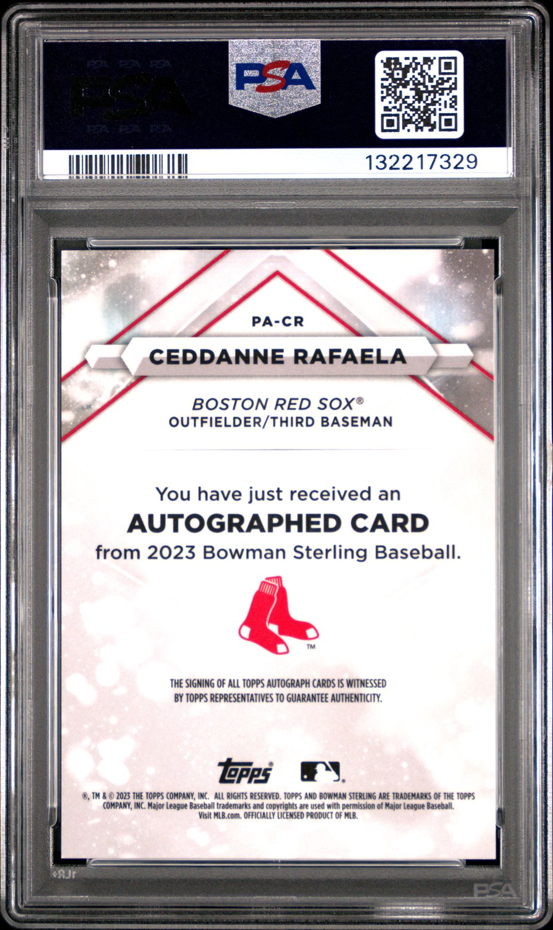 2023 Bowman Sterling Prospect Autographs Ceddanne Rafaela #Pacr (Prospect Auto-Gold Ref) Mint 9 back