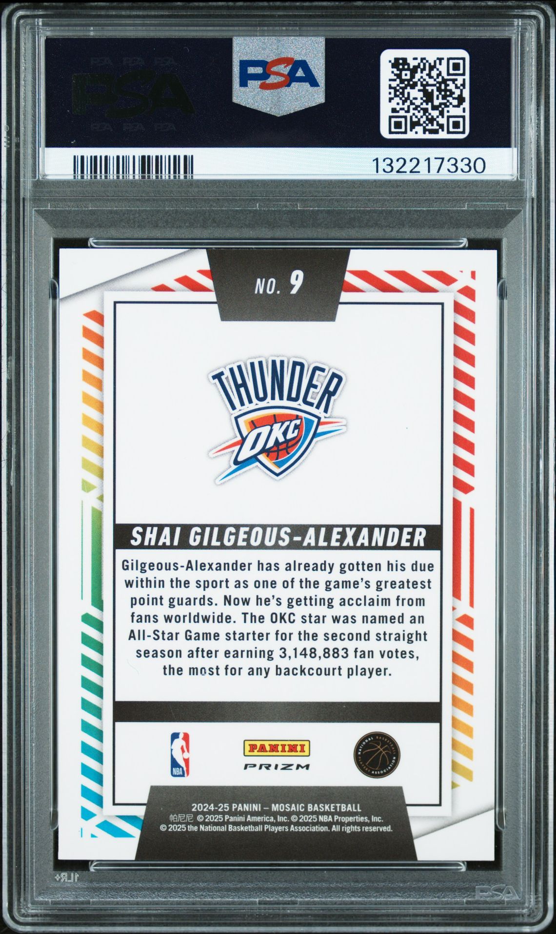 2024 Panini Mosaic Razzle Dazzle S. Gilgeous-Alexander #9 Gem Mt 10 back