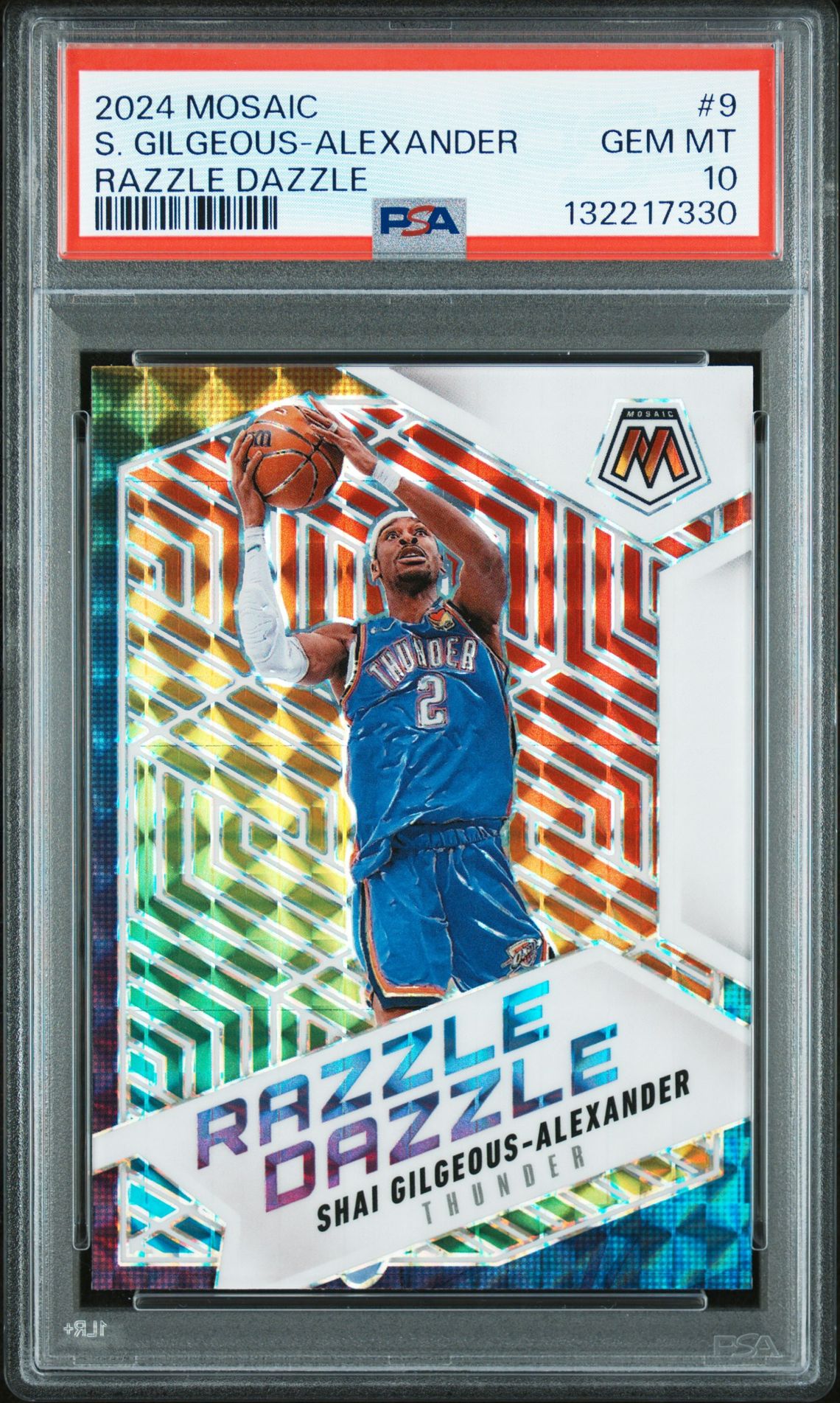2024 Panini Mosaic Razzle Dazzle S. Gilgeous-Alexander #9 Gem Mt 10 front