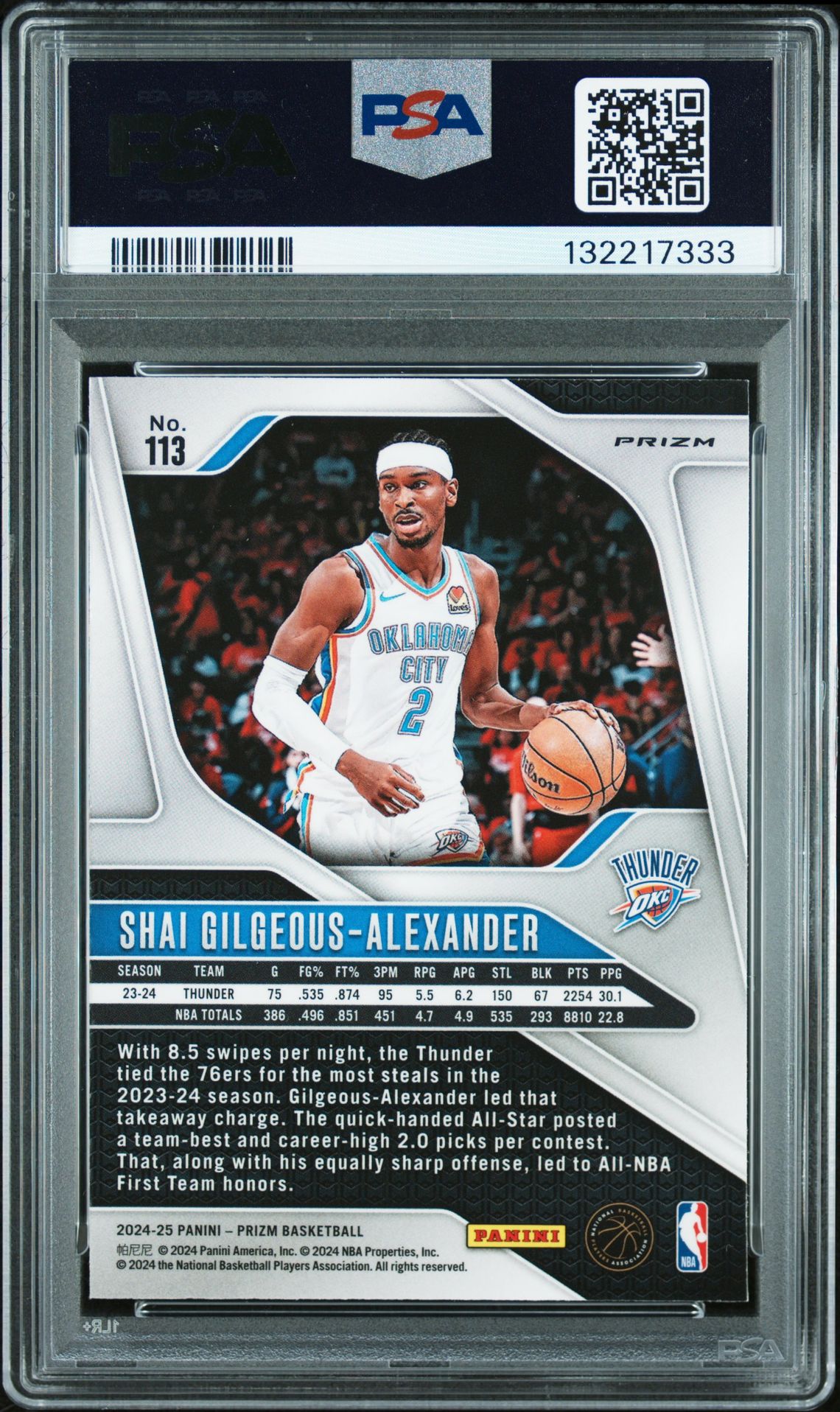 2024 Panini Prizm S. Gilgeous-Alexander #113 (Ruby Wave) Nm-Mt 8 back