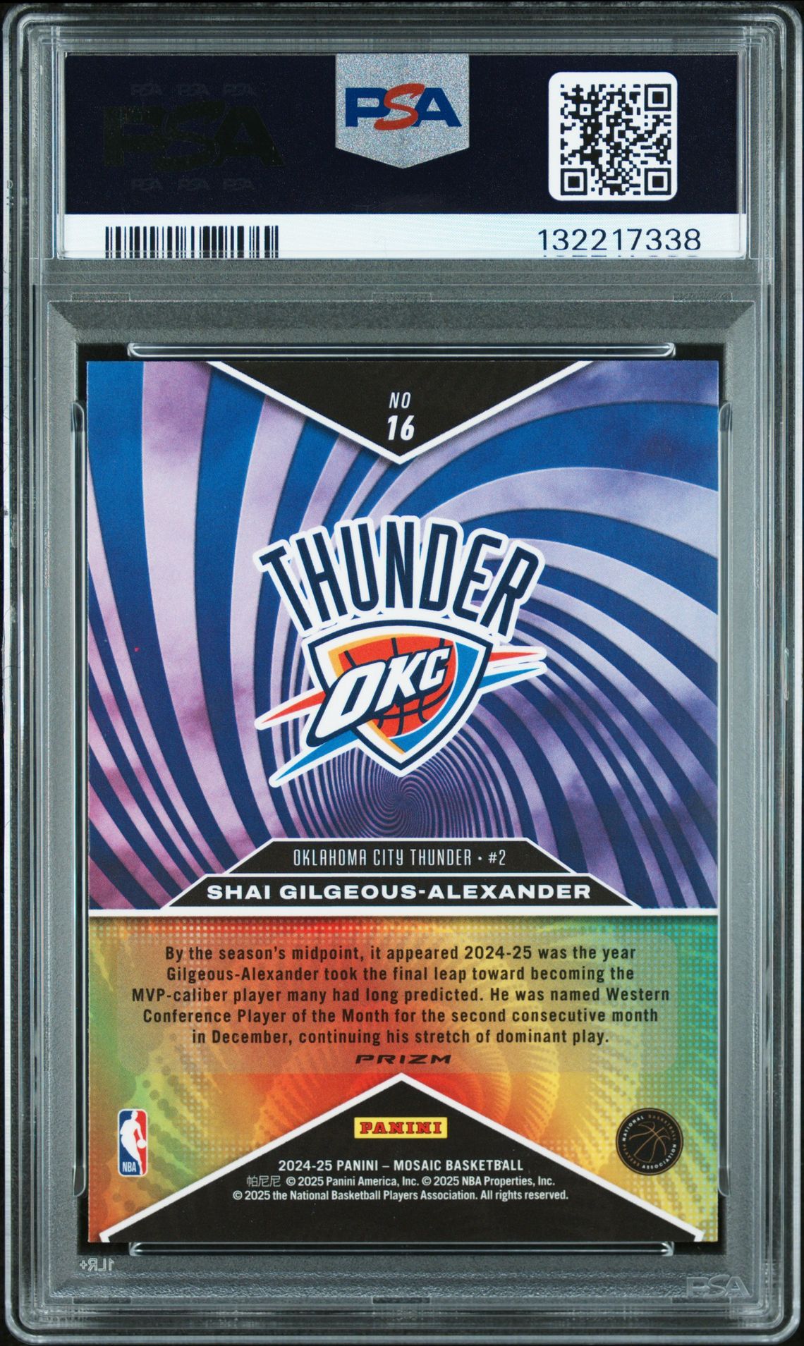 2024 Panini Mosaic Storm Chasers S. Gilgeous-Alexander #16 Gem Mt 10 back