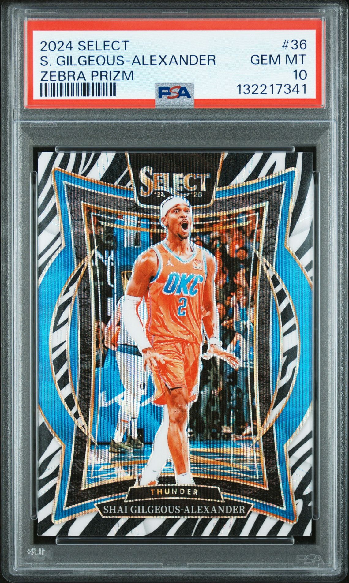 2024 Panini Select S. Gilgeous-Alexander #36 (Zebra Prizm) Gem Mt 10 front