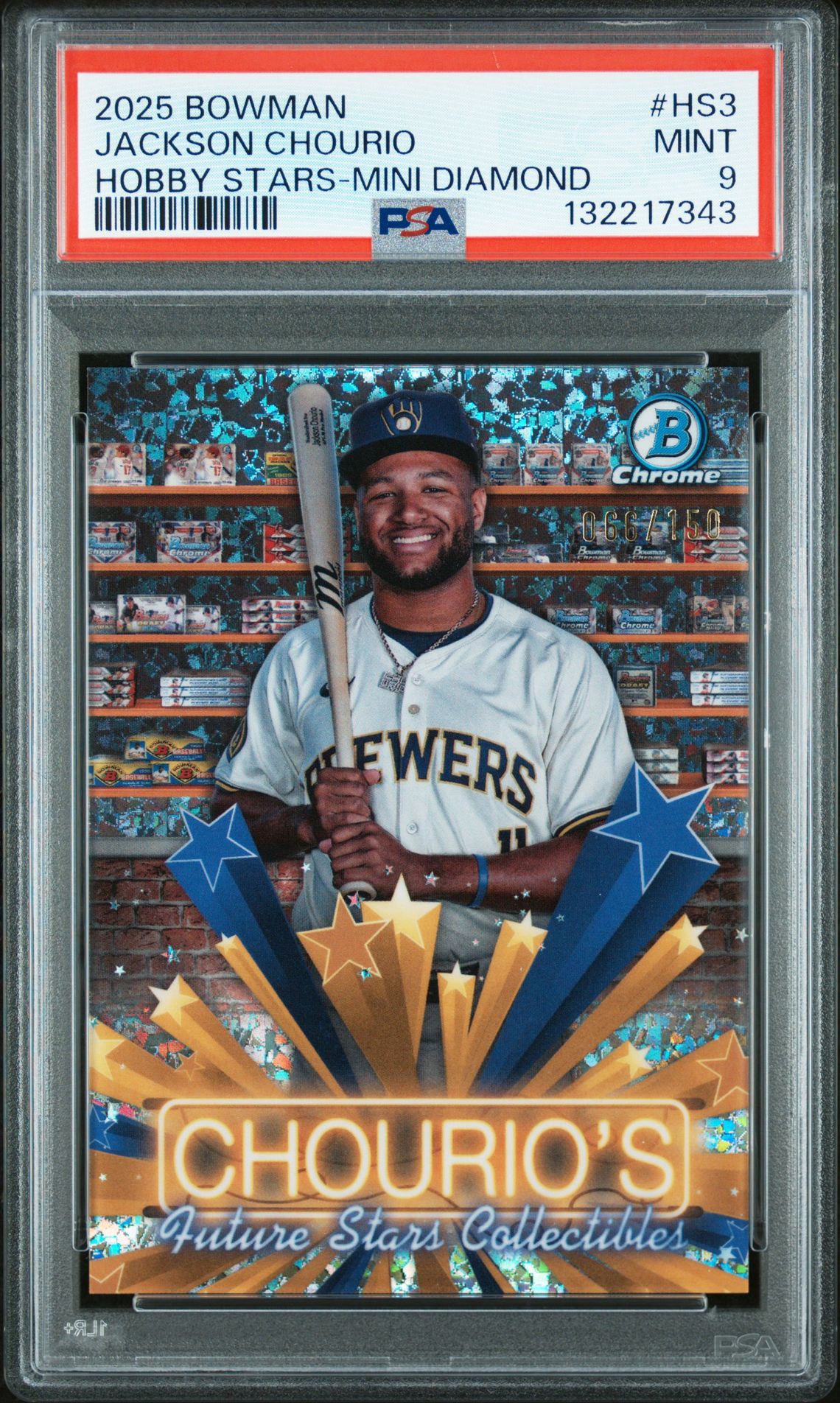 2025 Bowman Hobby Stars Jackson Chourio #Hs3 (Hobby Stars-Mini Diamond) Mint 9 front