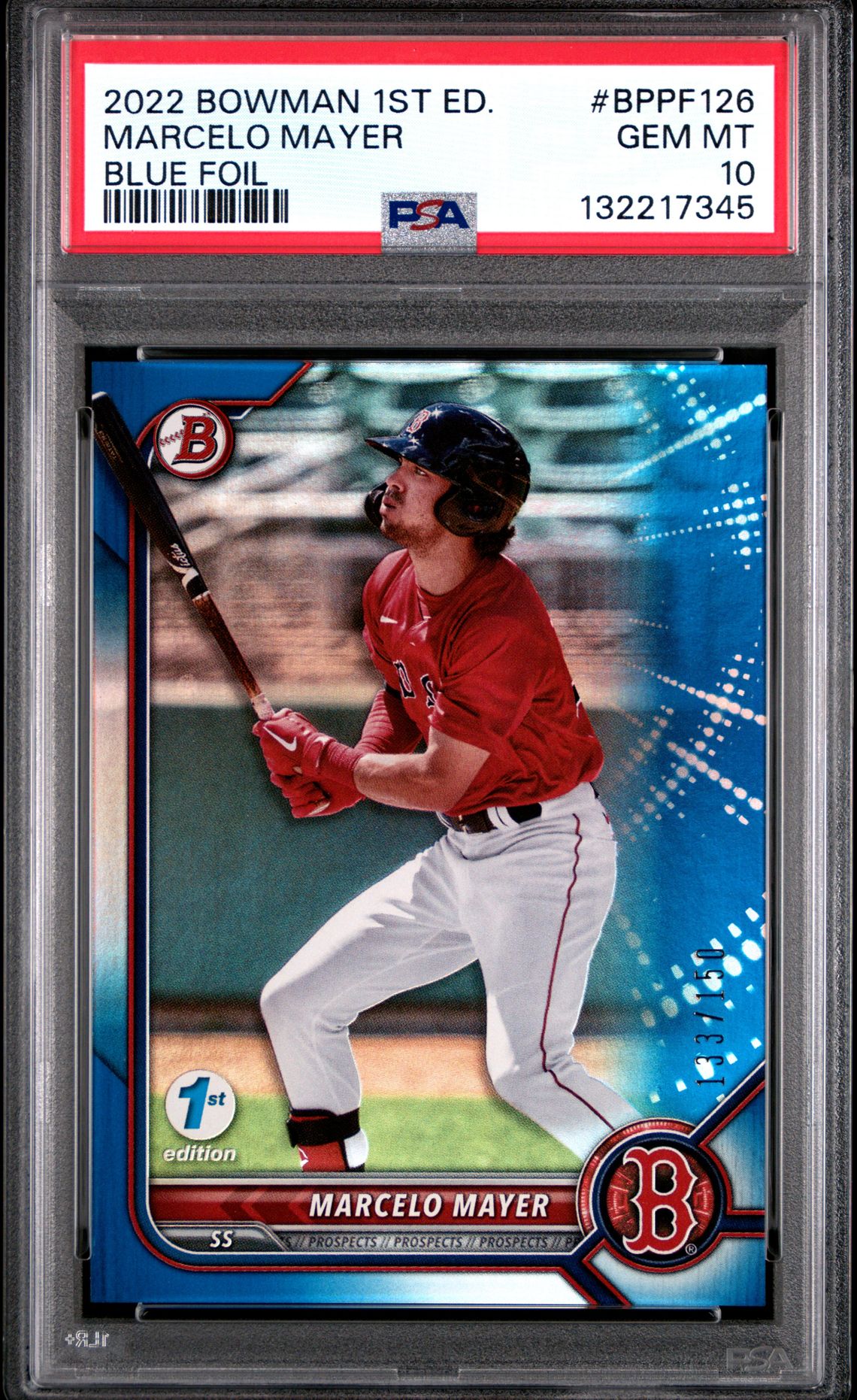 2022 Bowman 1St Edition Marcelo Mayer #Bppf126 (Blue Foil) Gem Mt 10 front