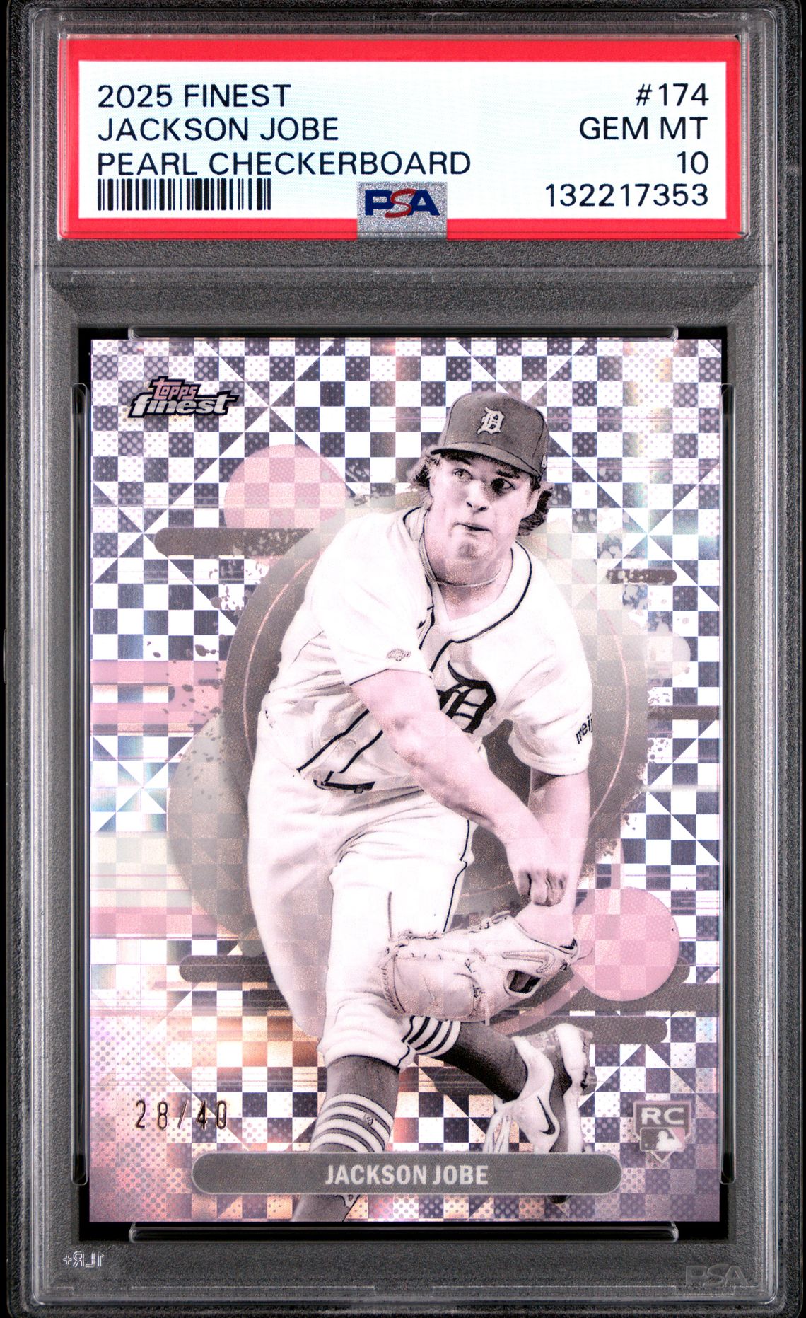 2025 Topps Finest Jackson Jobe #174 (Pearl Checkerboard) Gem Mt 10 front