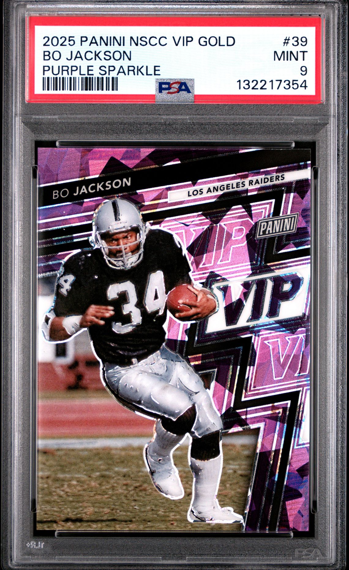 2025 Panini National Sports Collectors Convention Vip Gold Bo Jackson #39 (Purple Sparkle) Mint 9 front