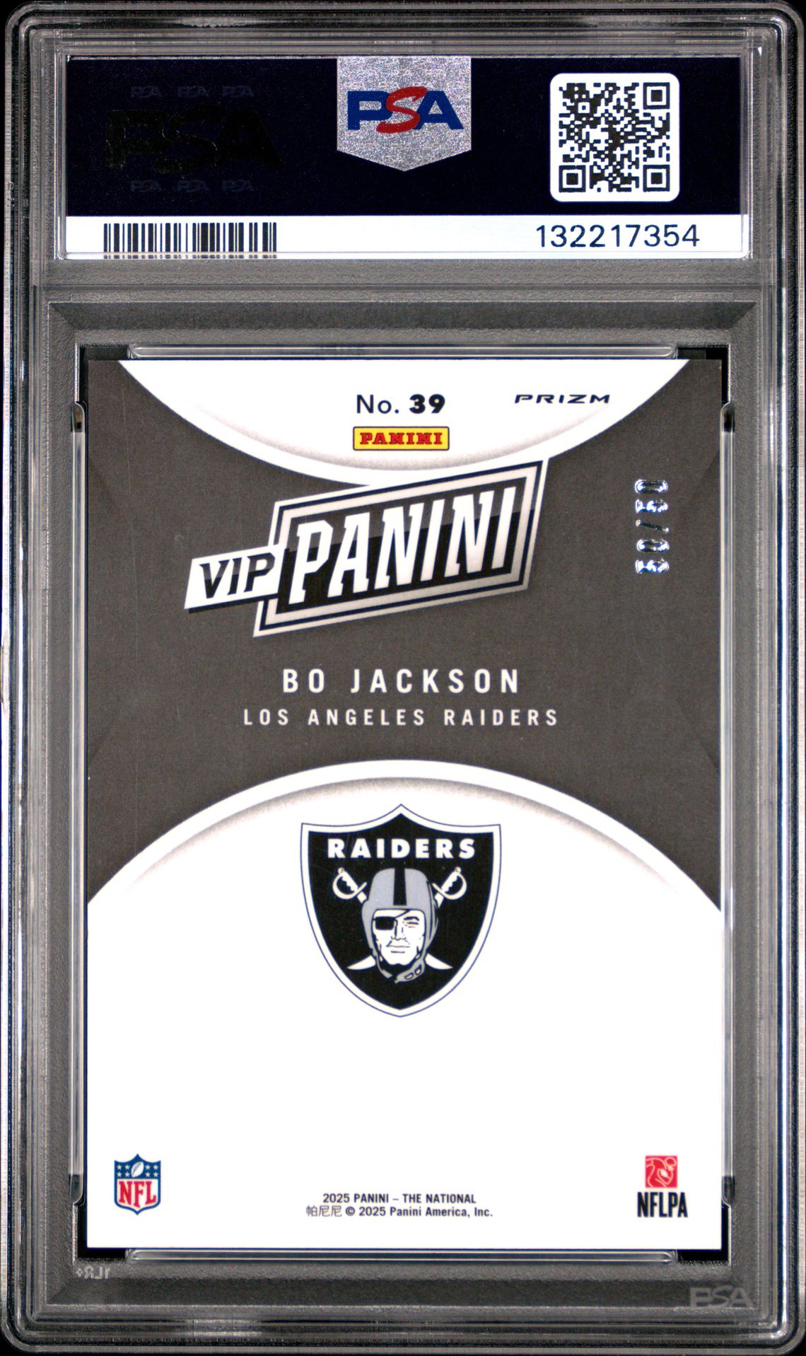 2025 Panini National Sports Collectors Convention Vip Gold Bo Jackson #39 (Purple Sparkle) Mint 9 back