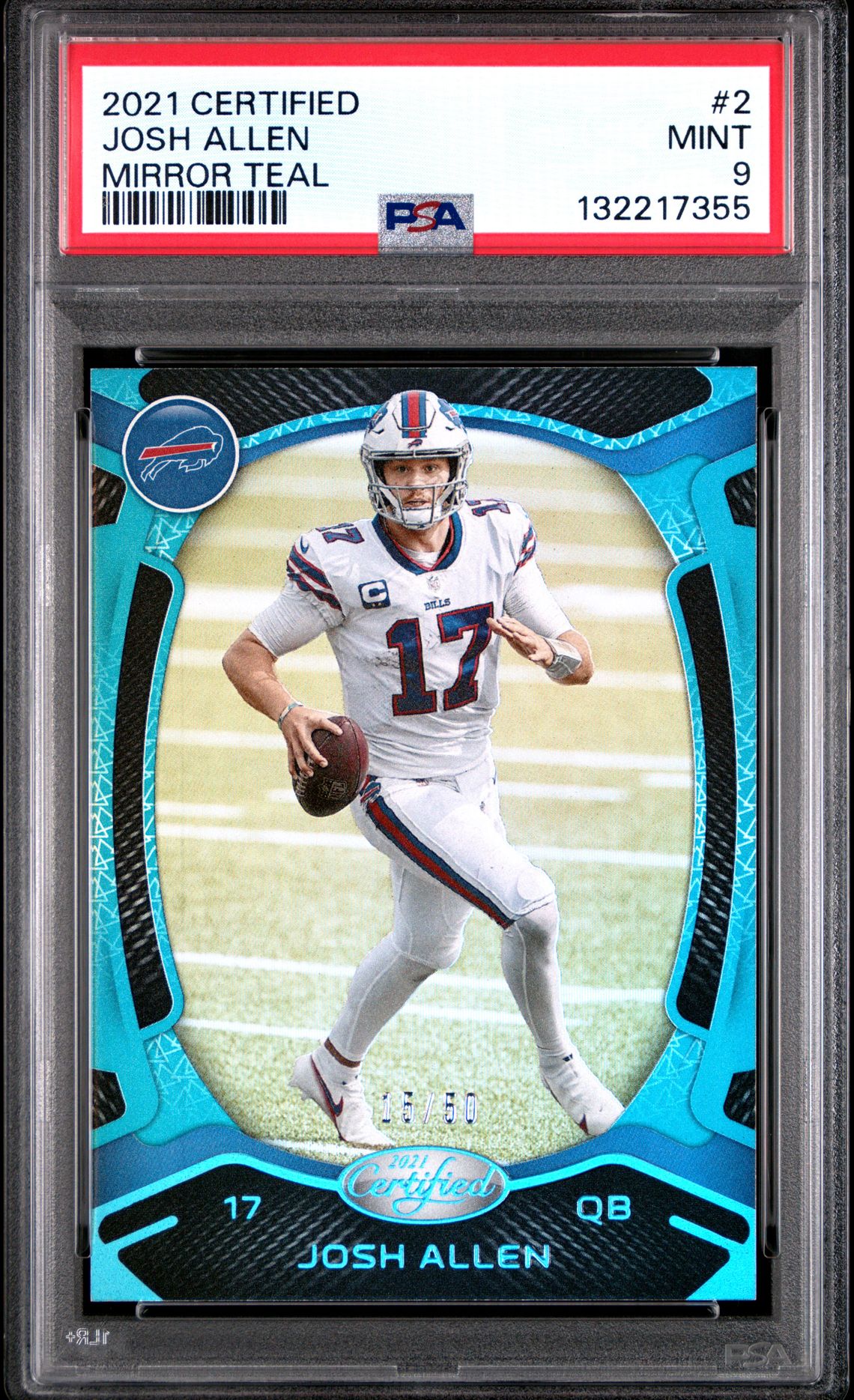 2021 Panini Certified Josh Allen #2 (Mirror Teal) Mint 9 front