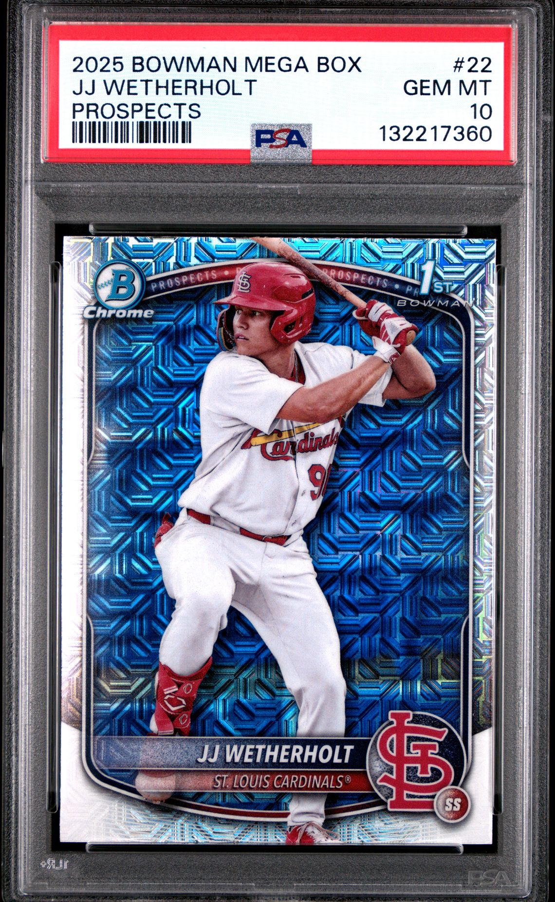 2025 Bowman Mega Box Chrome Prospects Jj Wetherholt #22 Gem Mt 10 front