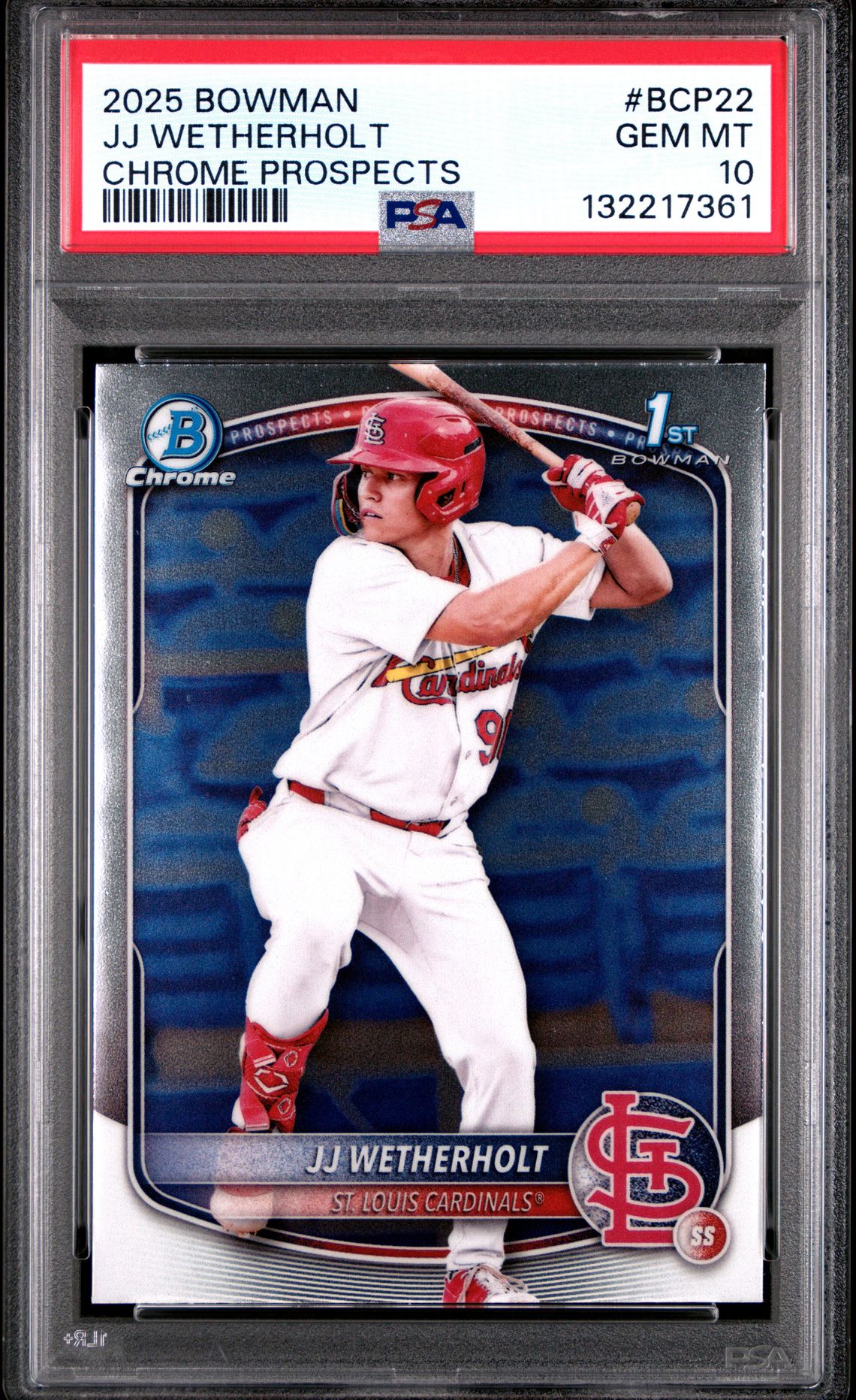 2025 Bowman Chrome Prospects Jj Wetherholt #Bcp22 Gem Mt 10 front