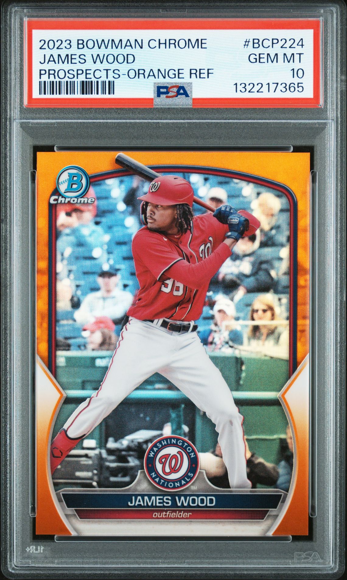 2023 Bowman Chrome Prospects James Wood #Bcp224 (Prospects-Orange Ref) Gem Mt 10 front