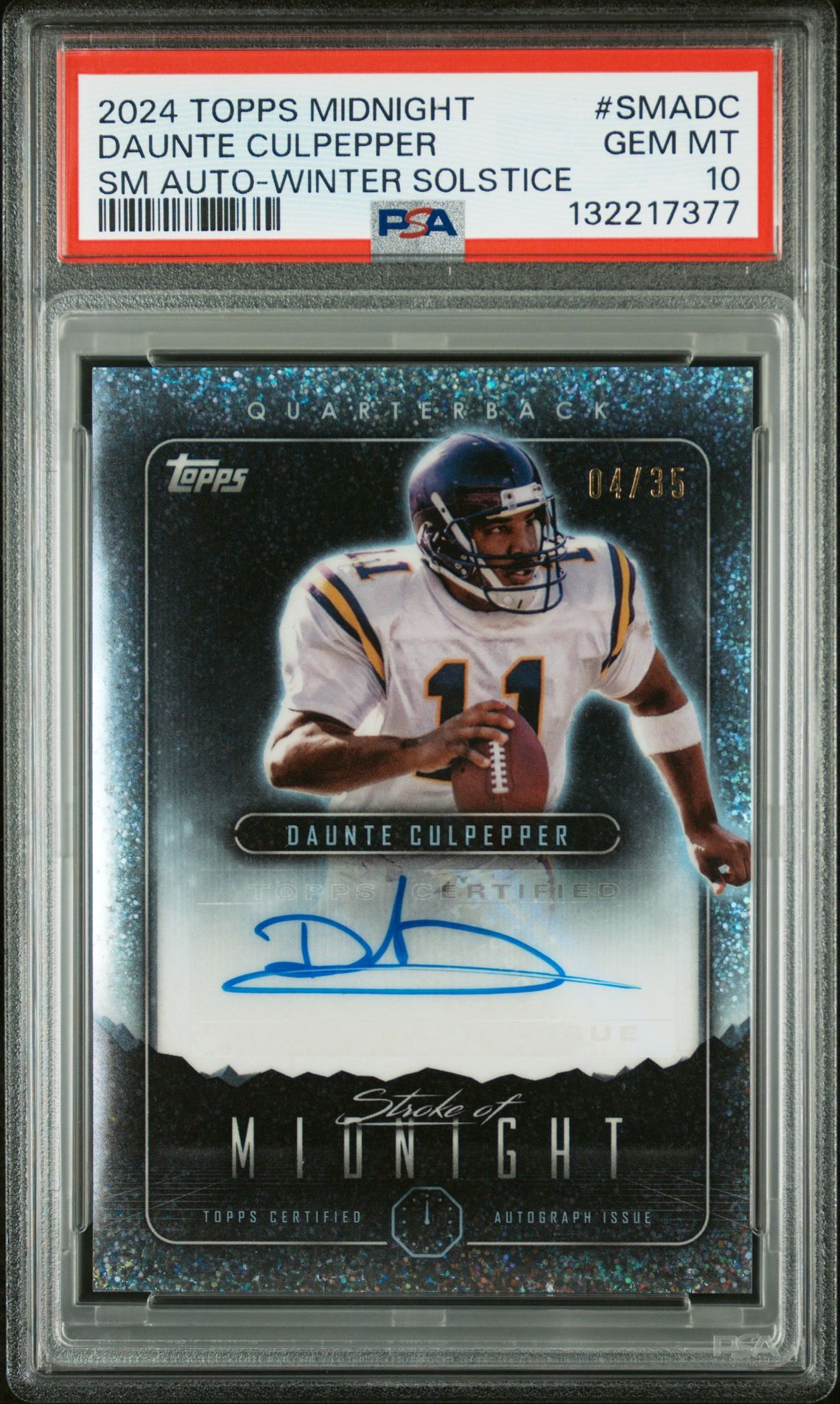 2024 Topps Midnight Stroke Of Midnight Autographs Daunte Culpepper #Smadc (Sm Auto-Winter Solstice) Gem Mt 10 front