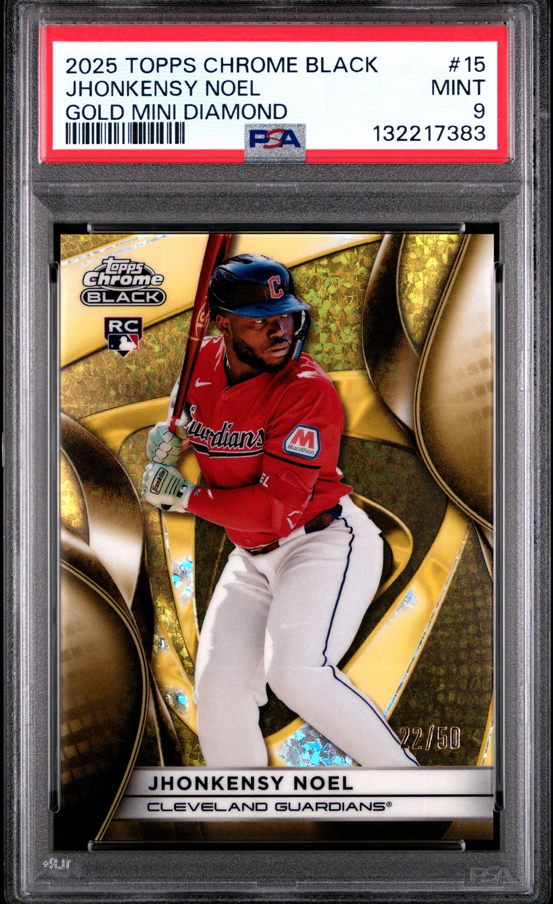 2025 Topps Chrome Black Jhonkensy Noel #15 (Gold Mini Diamond) Mint 9 front