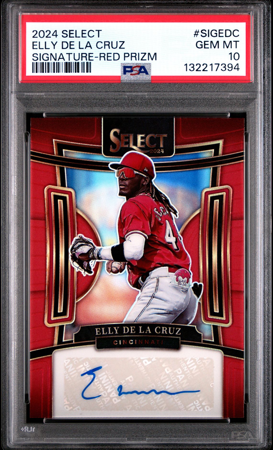 2024 Panini Select Signatures Elly De La Cruz #Sigedc (Signature-Red Prizm) Gem Mt 10 front
