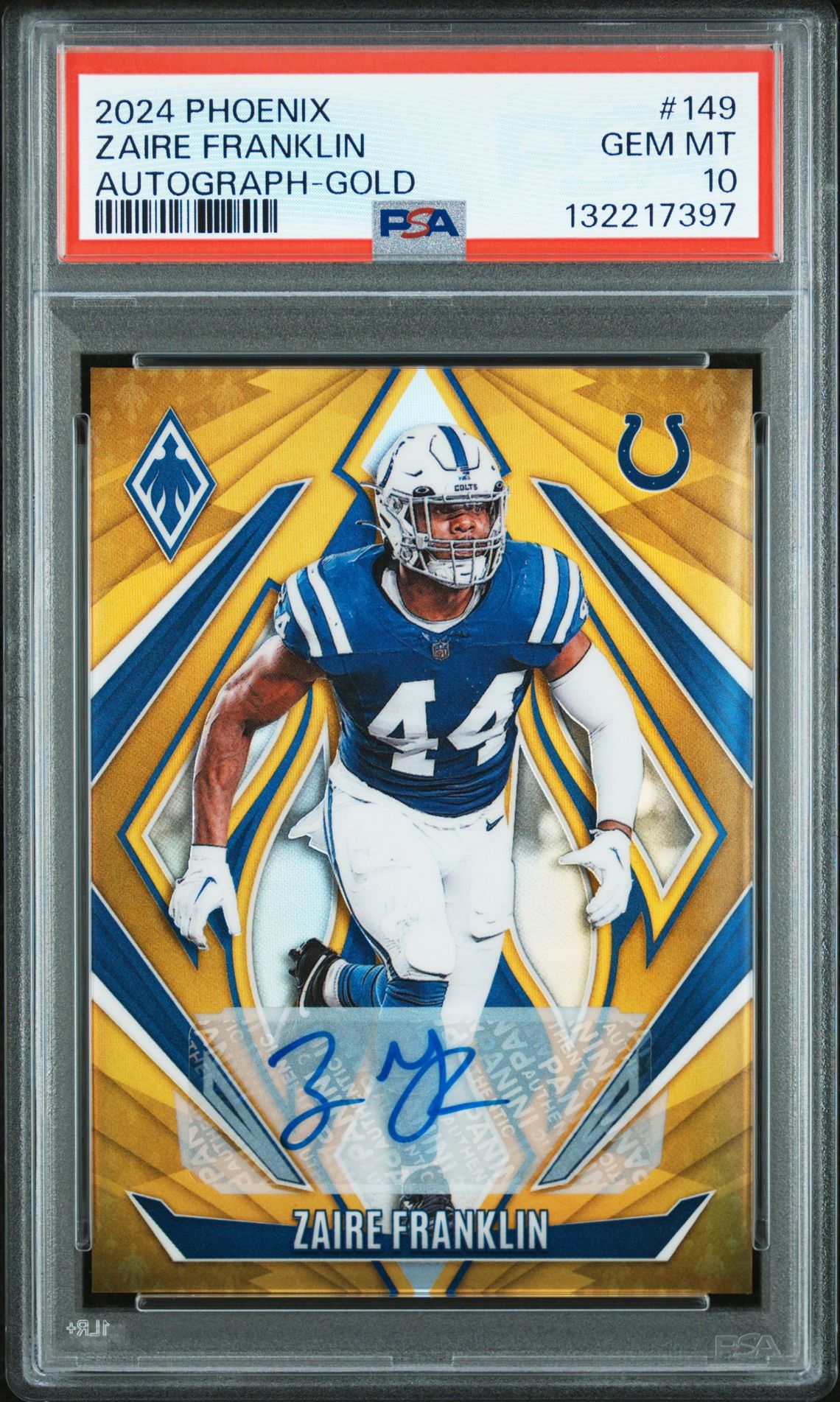 2024 Panini Phoenix Zaire Franklin #149 (Autograph-Gold) Gem Mt 10 front