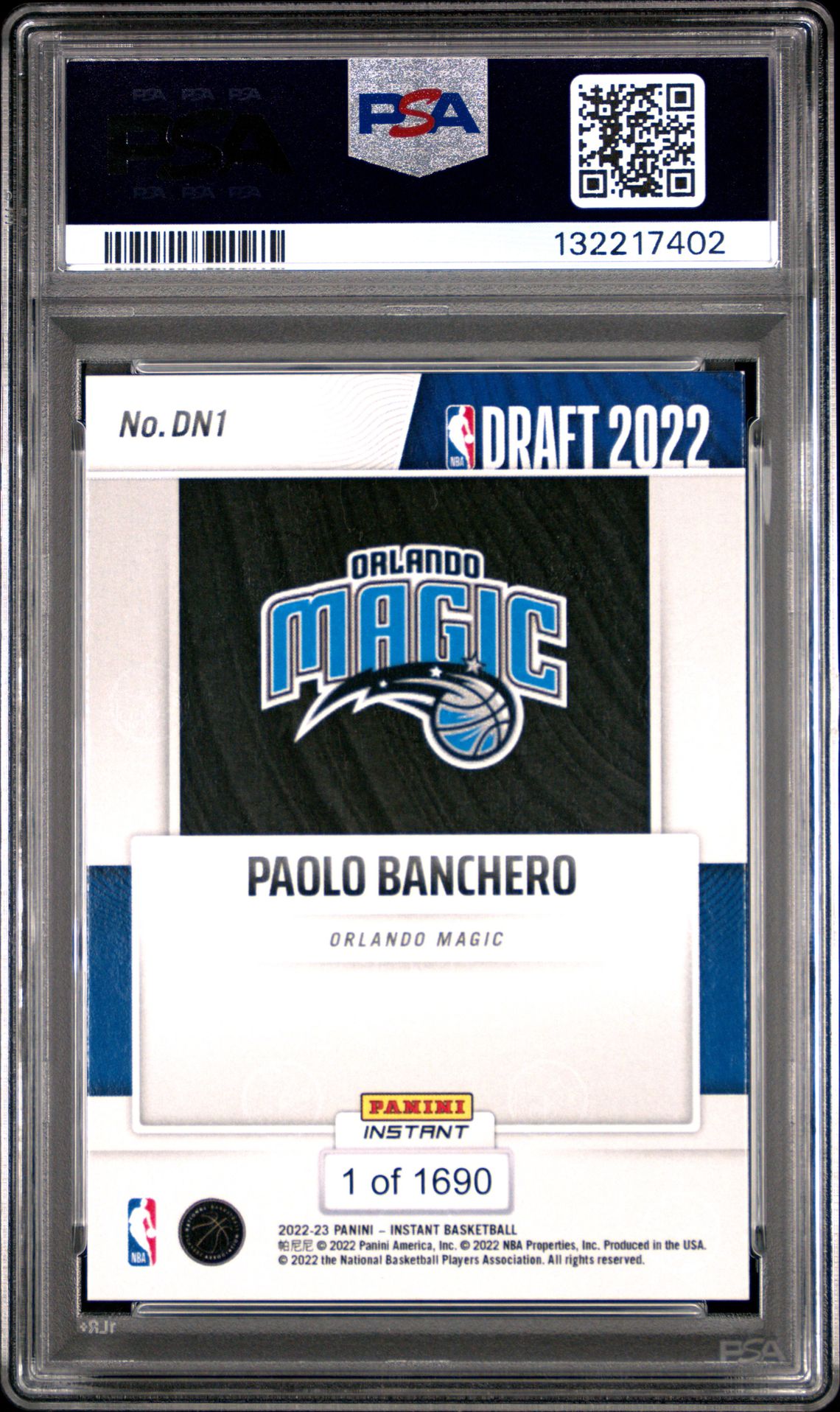 2022-23 Panini Instant Draft Night Paolo Banchero #Dn1 (Draft Night) Mint 9 back