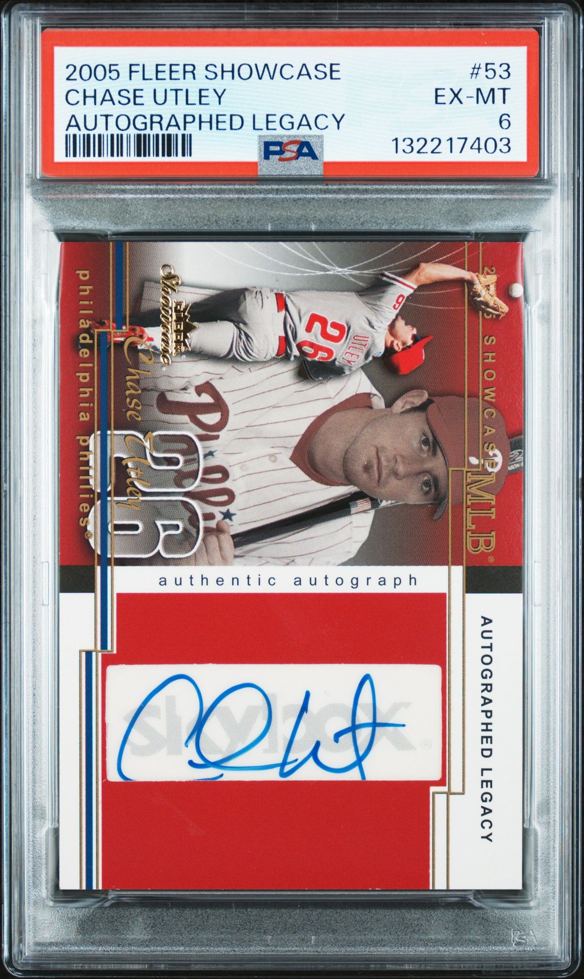 2005 Fleer Showcase Autographed Legacy Chase Utley #53 (Autographed Legacy) Ex-Mt 6 front