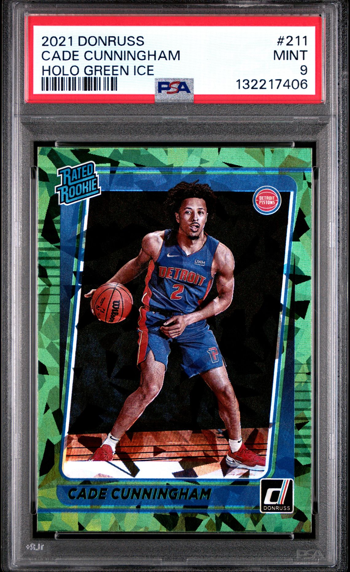 2021 Panini Donruss Cade Cunningham #211 (Holo Green Ice) Mint 9 front