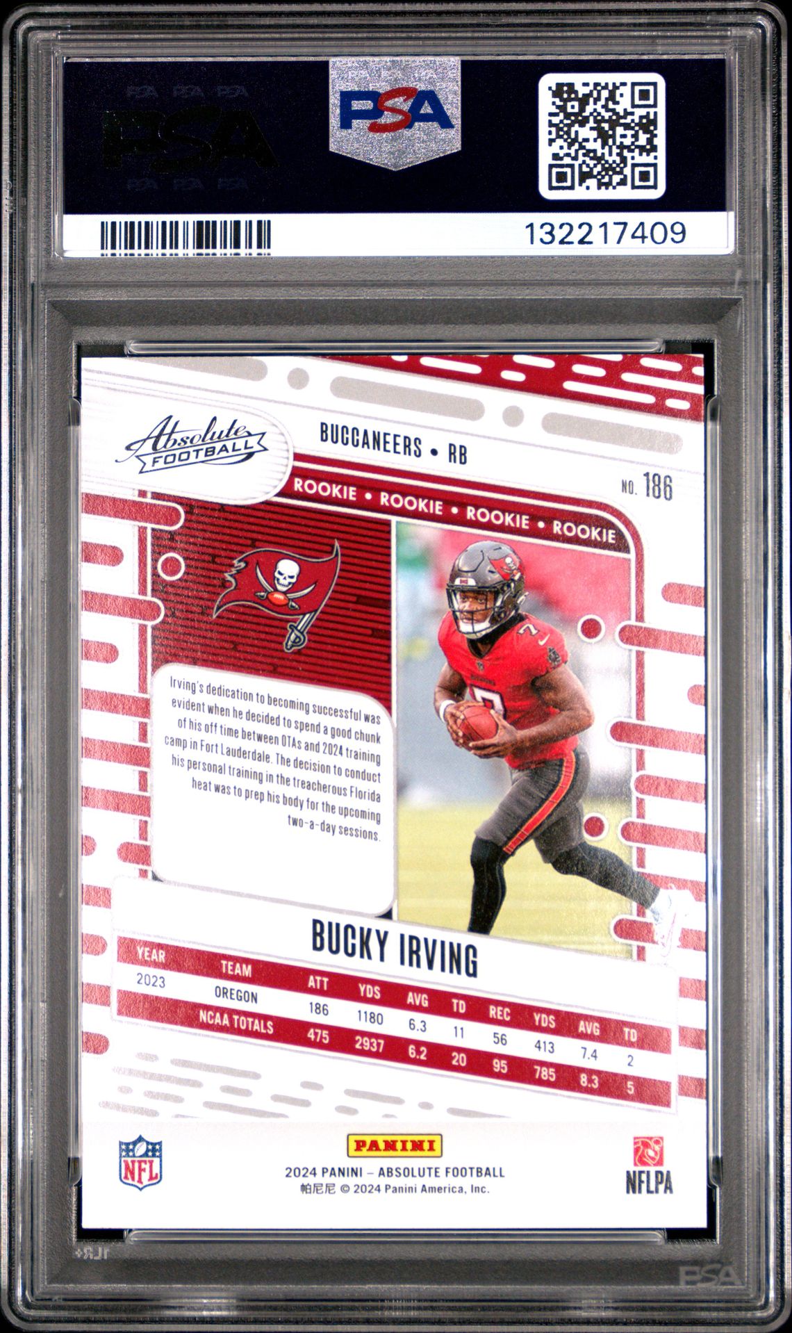 2024 Panini Absolute Bucky Irving #186 Gem Mt 10 back