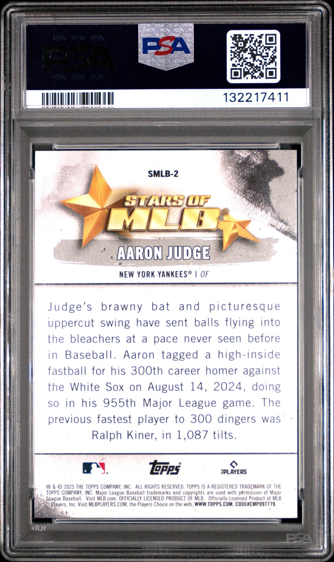 2025 Topps Stars Of Mlb Aaron Judge #Smlb2 Gem Mt 10 back