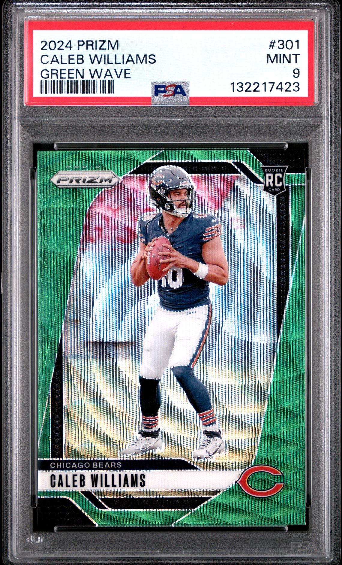 2024 Panini Prizm Caleb Williams #301 (Green Wave) Mint 9 front