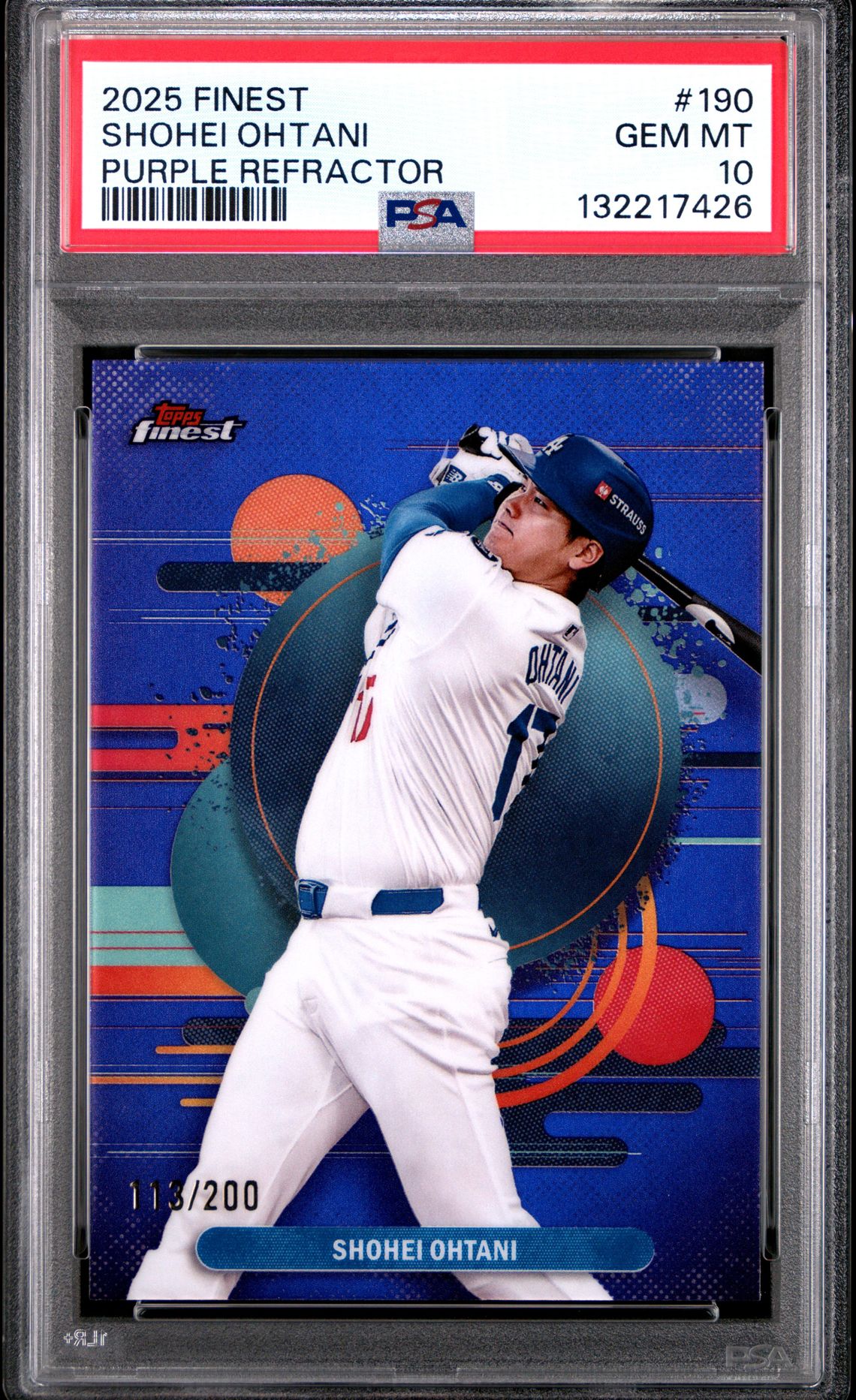 2025 Topps Finest Shohei Ohtani #190 (Purple Refractor) Gem Mt 10 front
