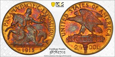 1915-S $2.50 Panama-Pacific AU58