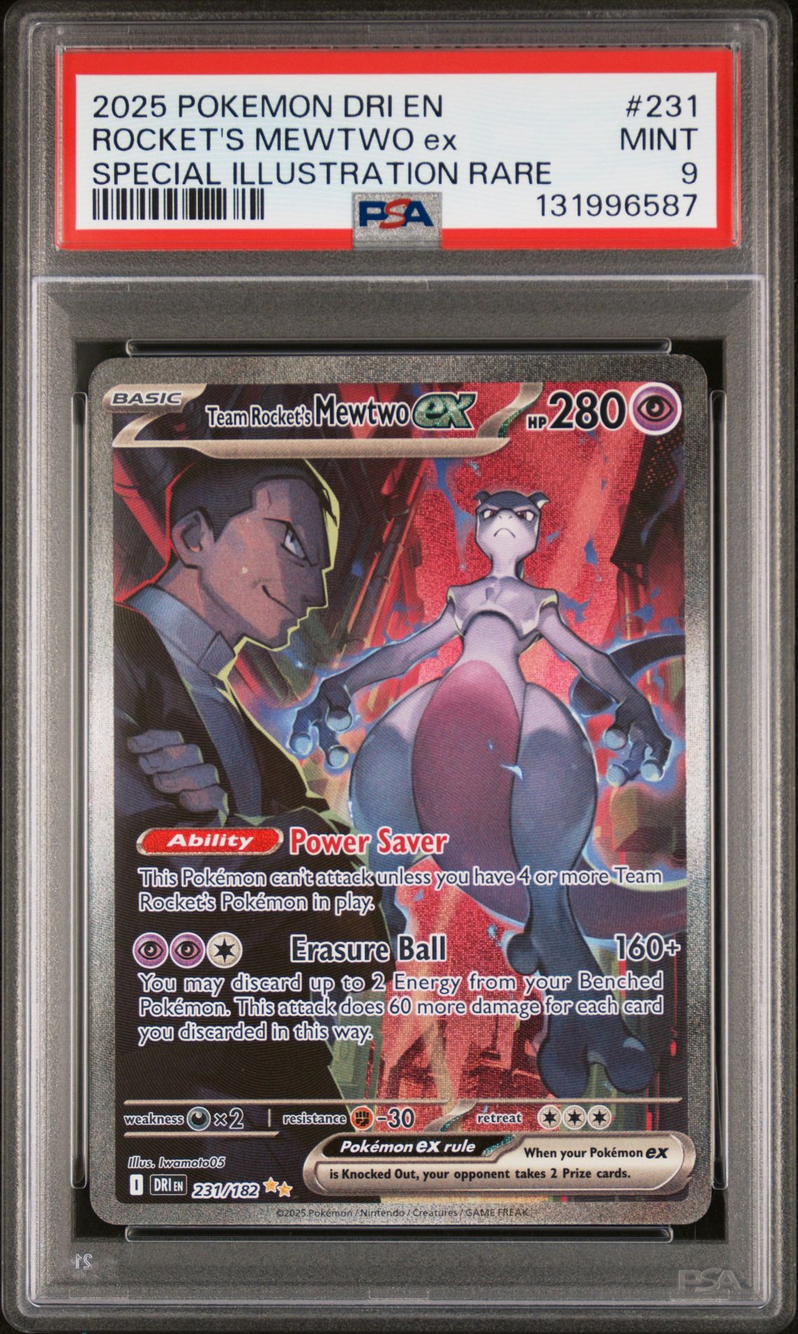 2025 Pokemon Dri En-Destined Rivals Rocket's Mewtwo Ex #231 (Special Illustration Rare) Mint 9 front