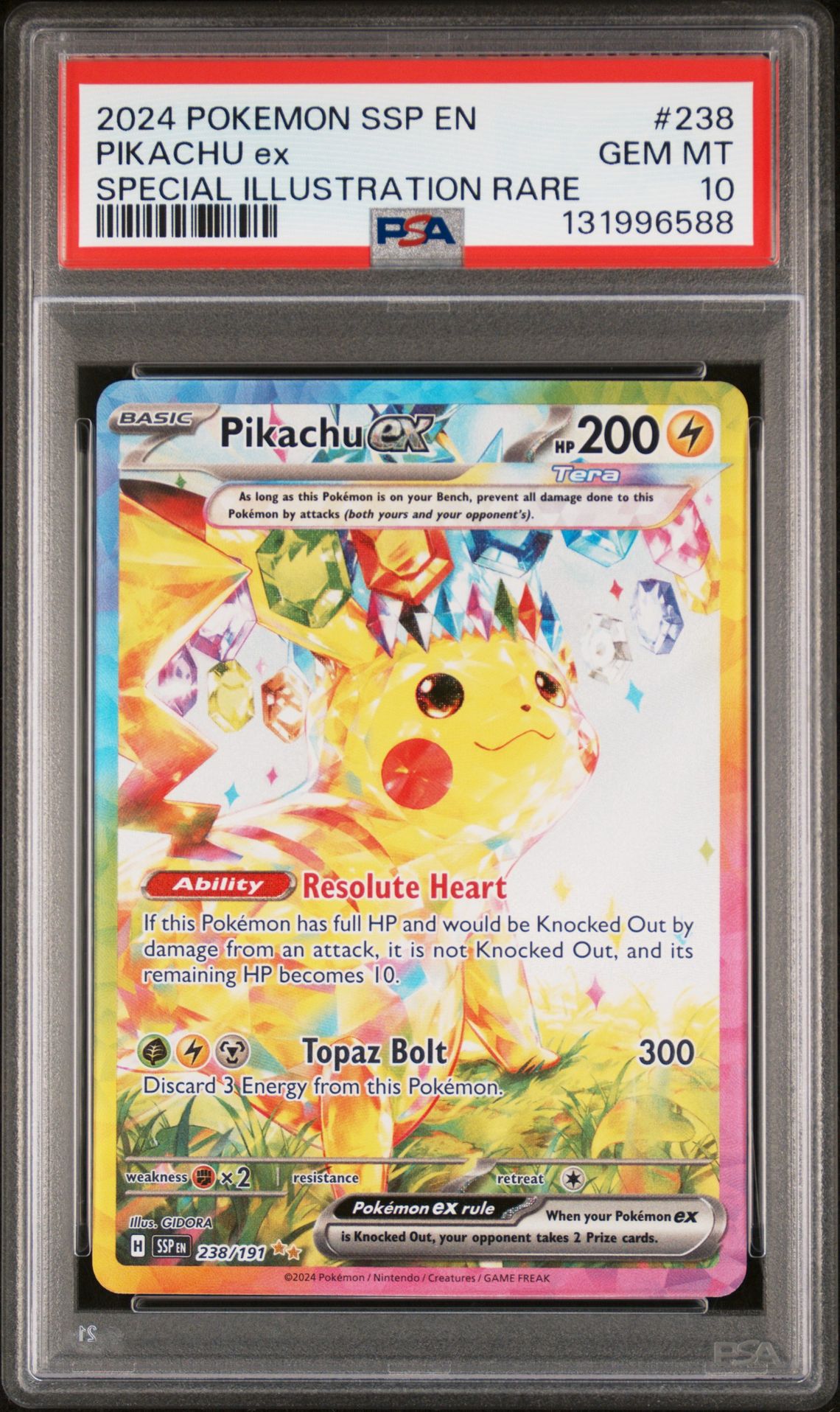 2024 Pokemon Ssp En-Surging Sparks Pikachu Ex #238 (Special Illustration Rare) Gem Mt 10 front