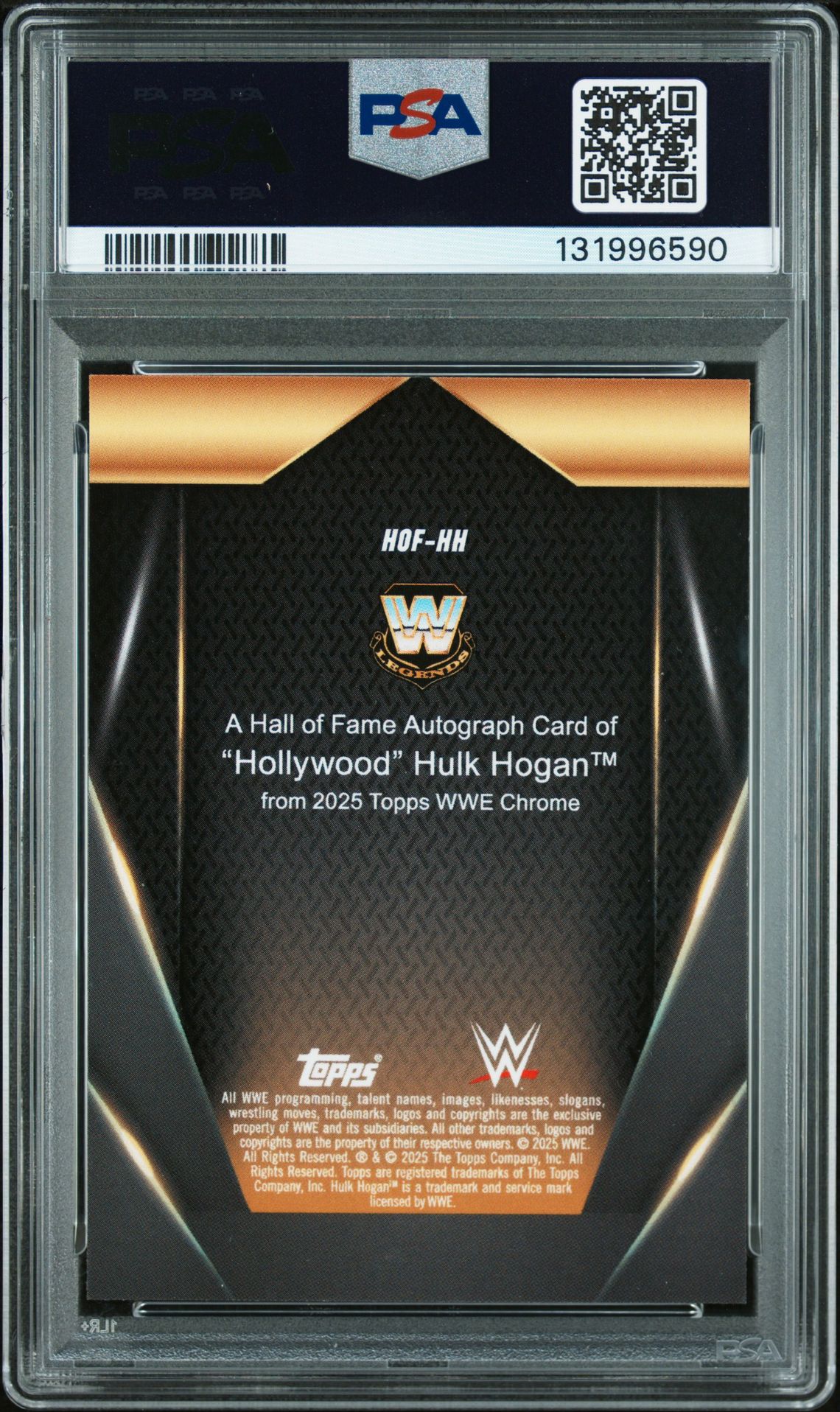 2025 Topps Chrome Wwe Hall Of Fame Autographs Hulk Hogan #Hofhh (Hall Of Fame Au-Blue Ref) Mint 9 back