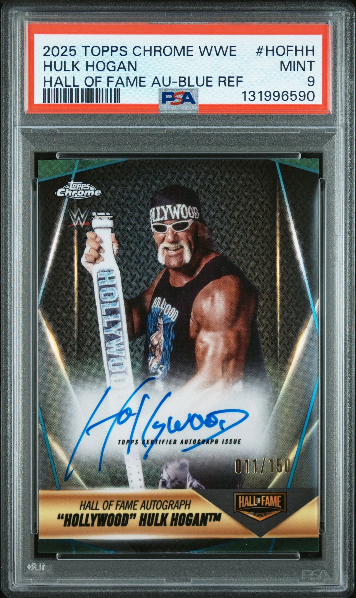 2025 Topps Chrome Wwe Hall Of Fame Autographs Hulk Hogan #Hofhh (Hall Of Fame Au-Blue Ref) Mint 9 front