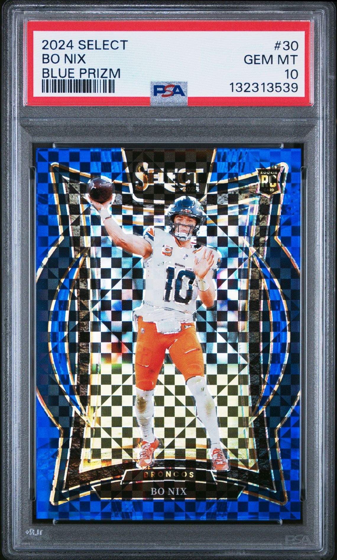 2024 Panini Select Bo Nix #30 (Blue Prizm) Gem Mt 10 front