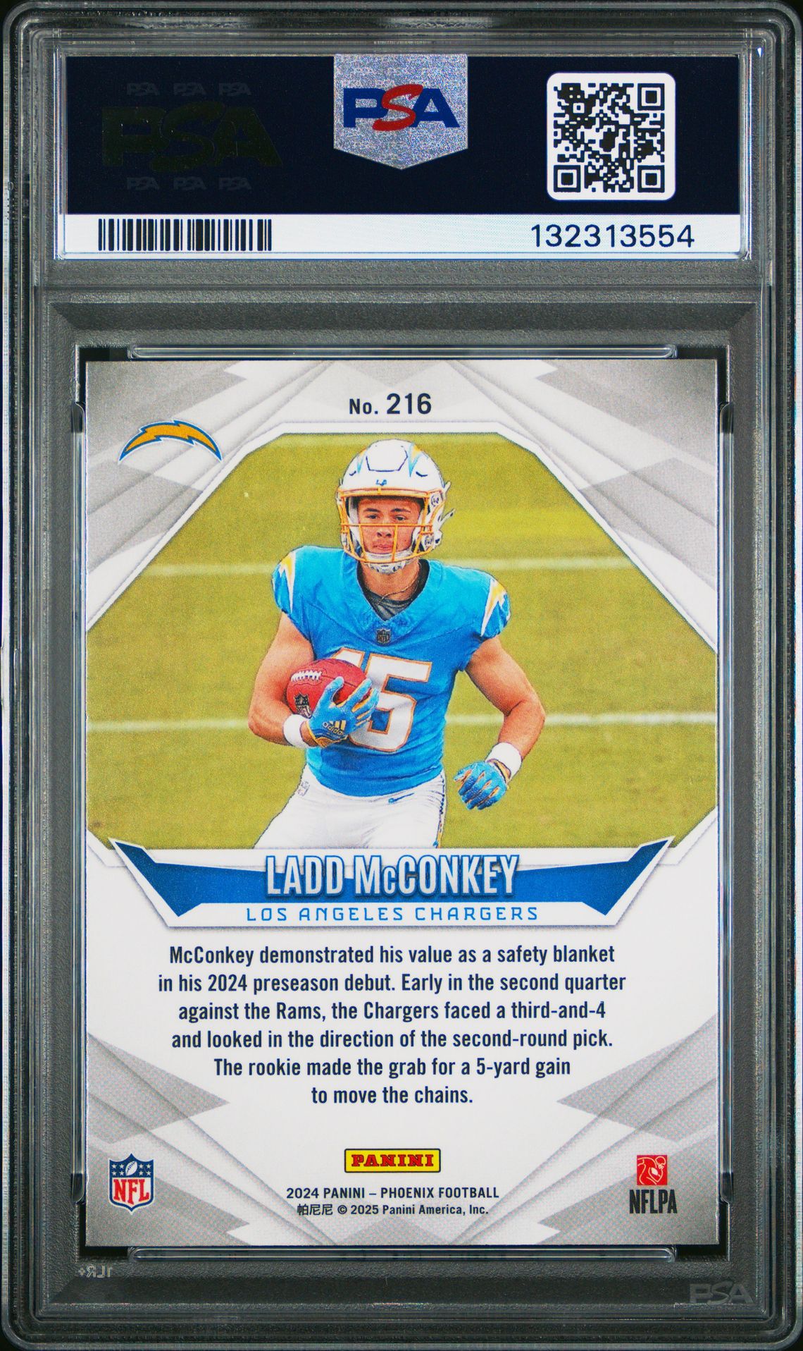 2024 Panini Phoenix Ladd Mcconkey #216 (Orange) Mint 9 back