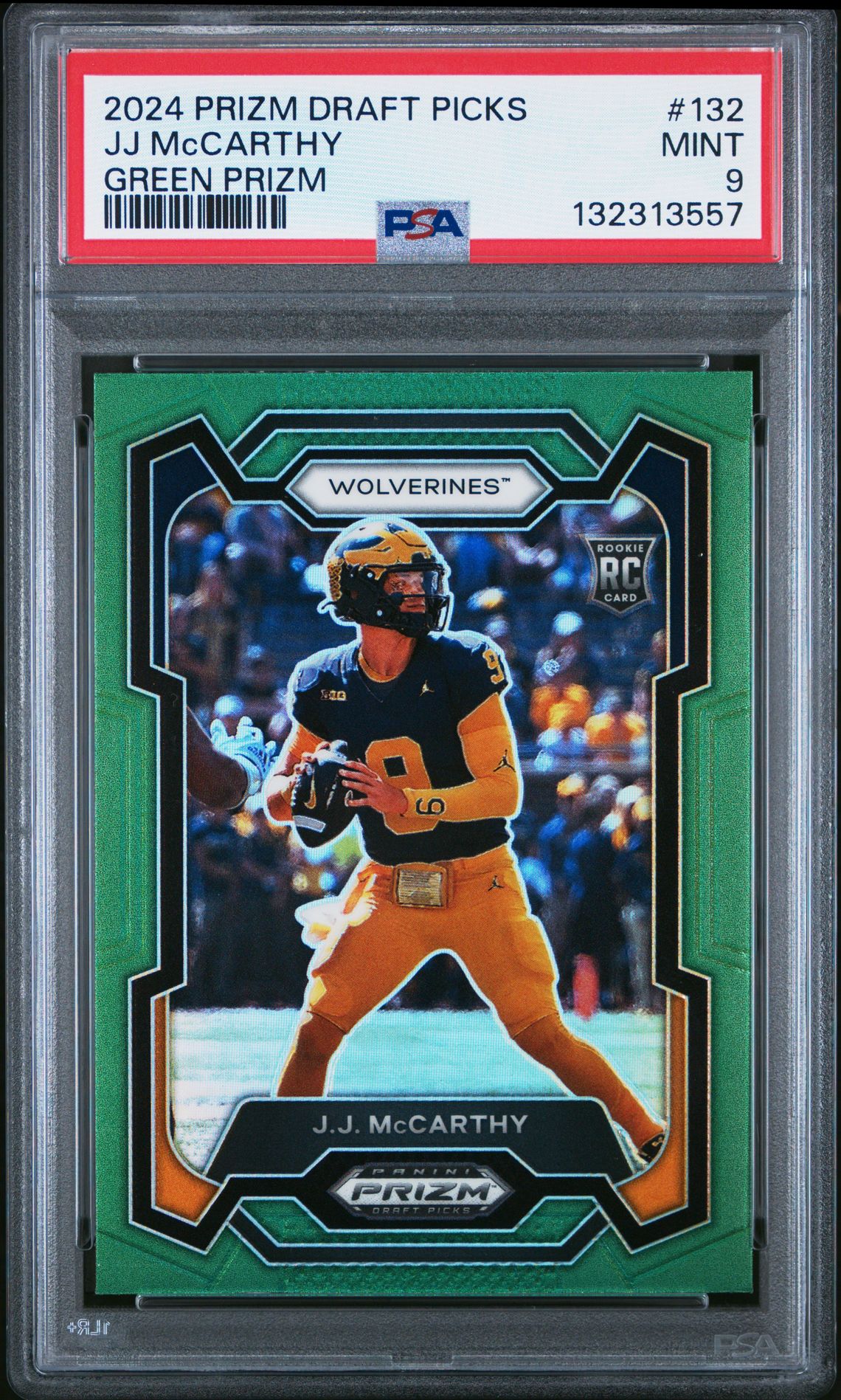 2024 Panini Prizm Draft Picks Jj Mccarthy #132 (Green Prizm) Mint 9 front