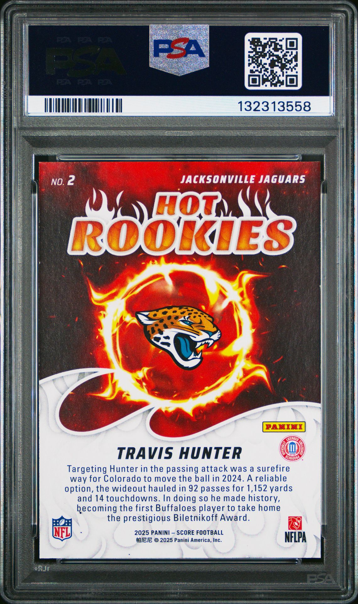 2025 Panini Score Hot Rookies Travis Hunter #2 Mint 9 back