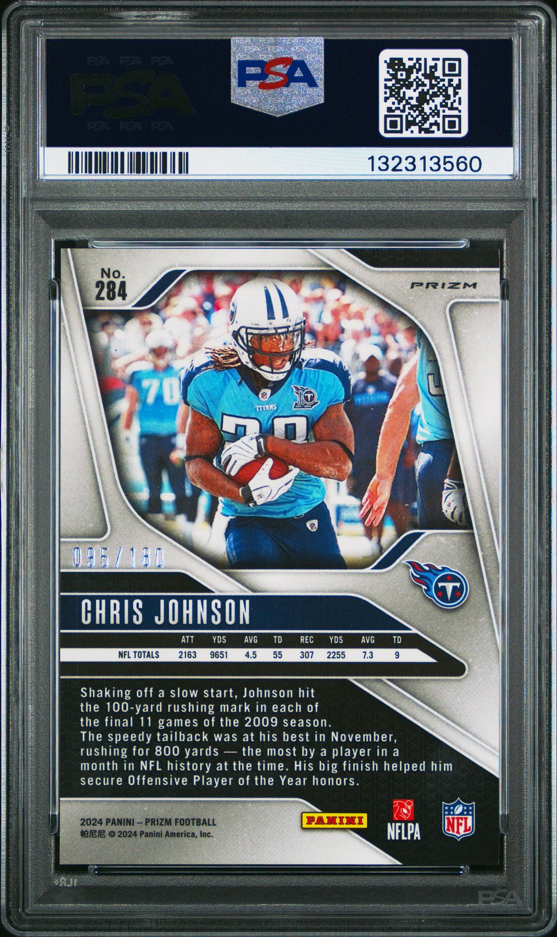 2024 Panini Prizm Chris Johnson #284 (Hyper Prizm) Mint 9 back