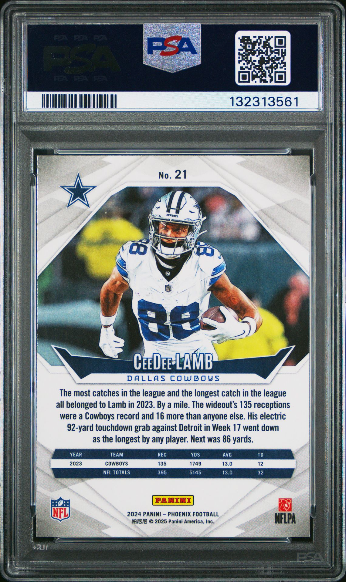 2024 Panini Phoenix Ceedee Lamb #21 (Orange Fade) Gem Mt 10 back