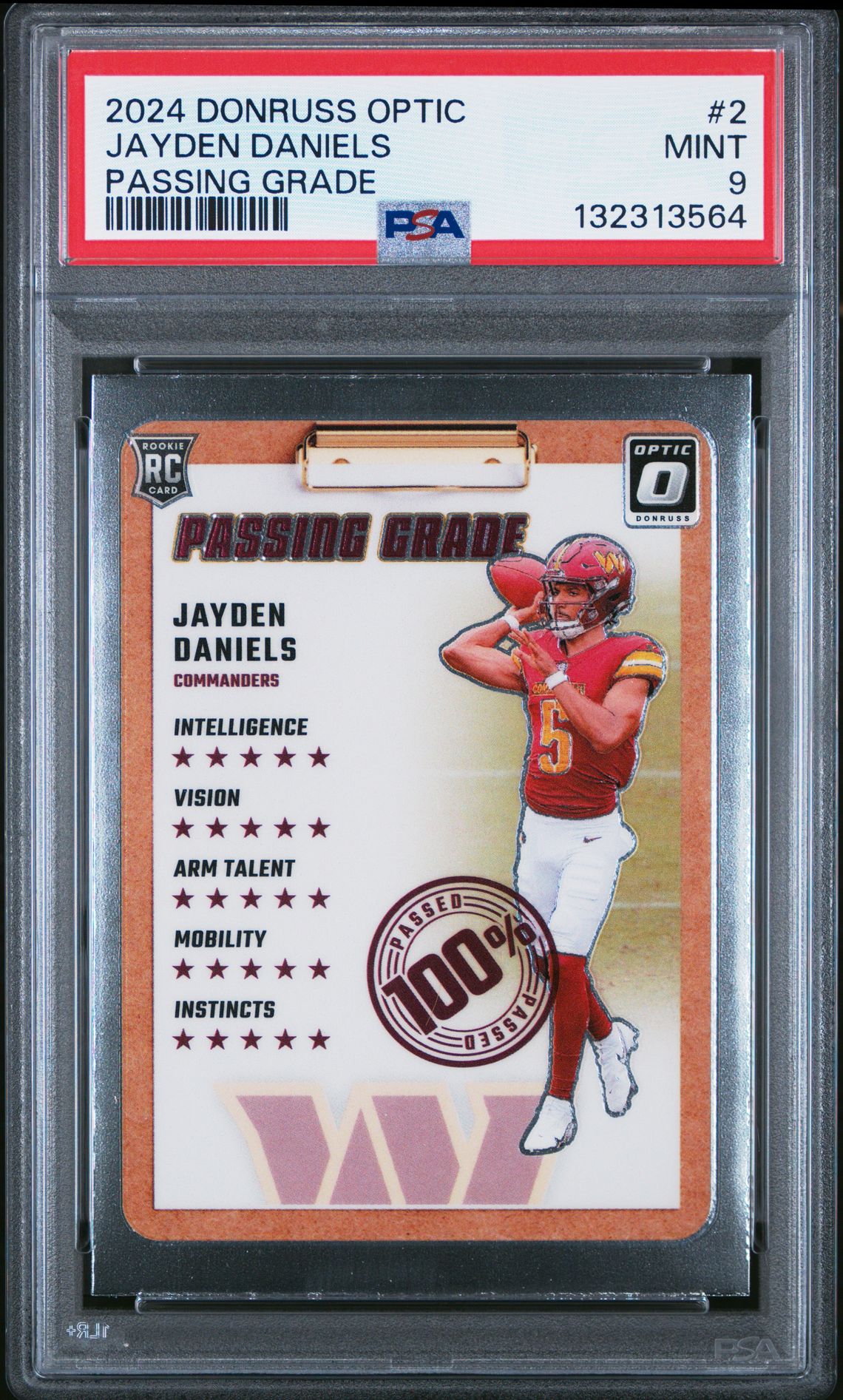 2024 Panini Donruss Optic Passing Grade Jayden Daniels #2 Mint 9 front