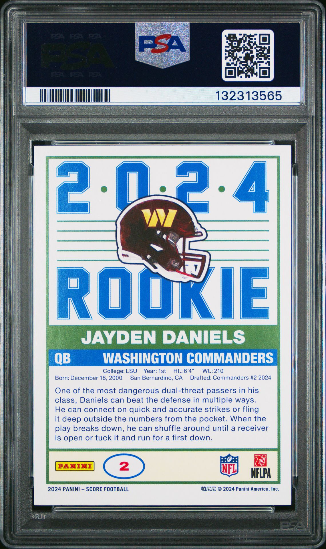 2024 Panini Score 35Th Anniversary Rookie Jayden Daniels #2 Nm-Mt 8 back