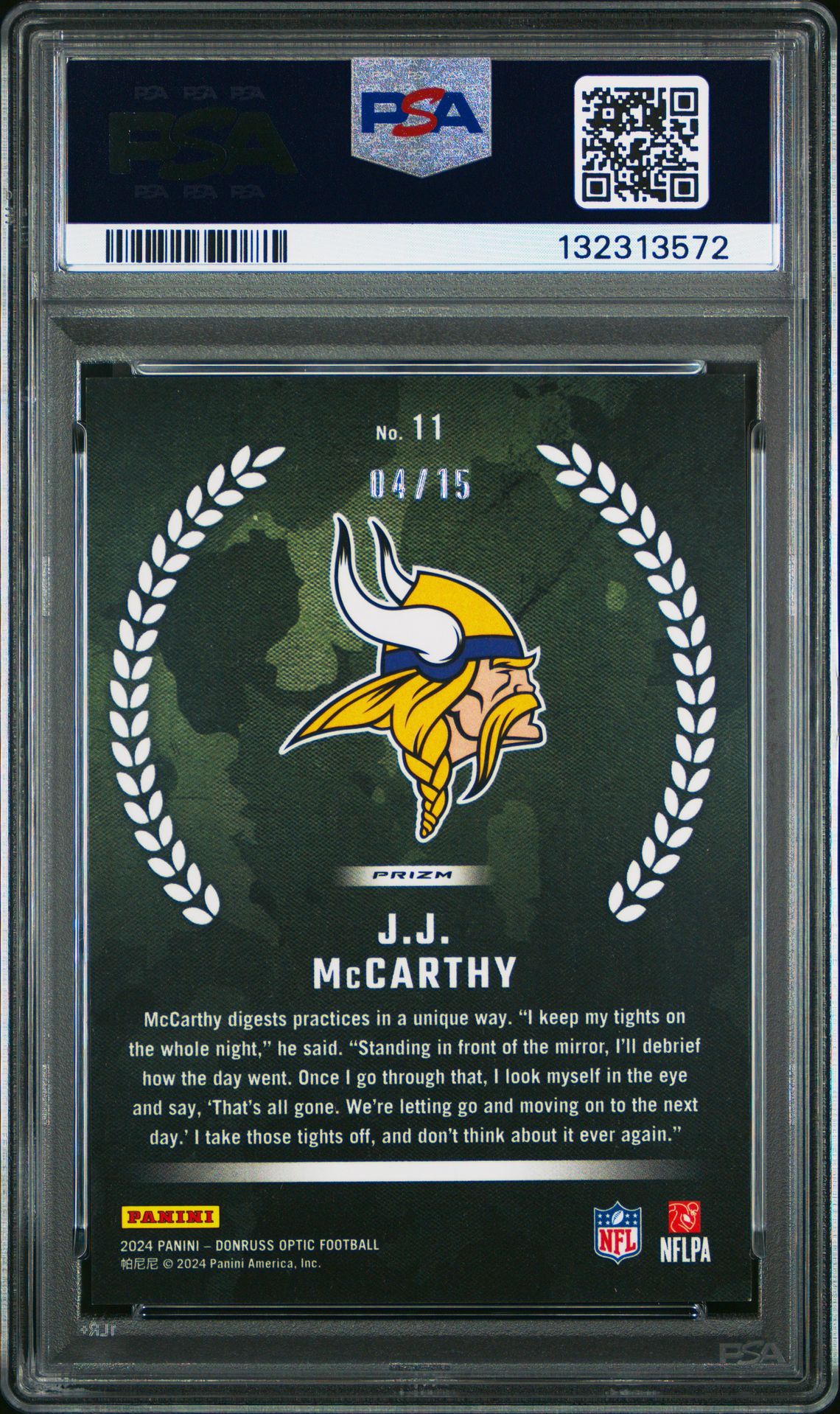 2024 Panini Donruss Optic Rookie Recruits Jj Mccarthy #11 (Rookie Recruits-Ice) Mint 9 back