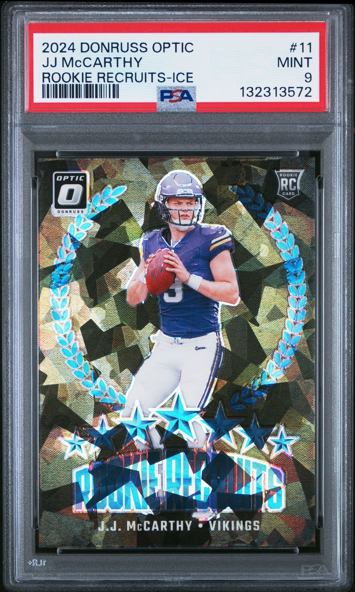 2024 Panini Donruss Optic Rookie Recruits Jj Mccarthy #11 (Rookie Recruits-Ice) Mint 9 front