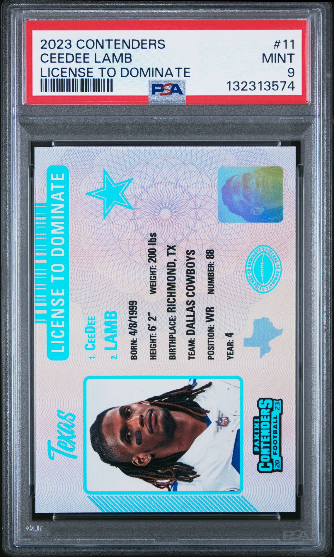 2023 Panini Contenders License To Dominate Ceedee Lamb #11 Mint 9 front