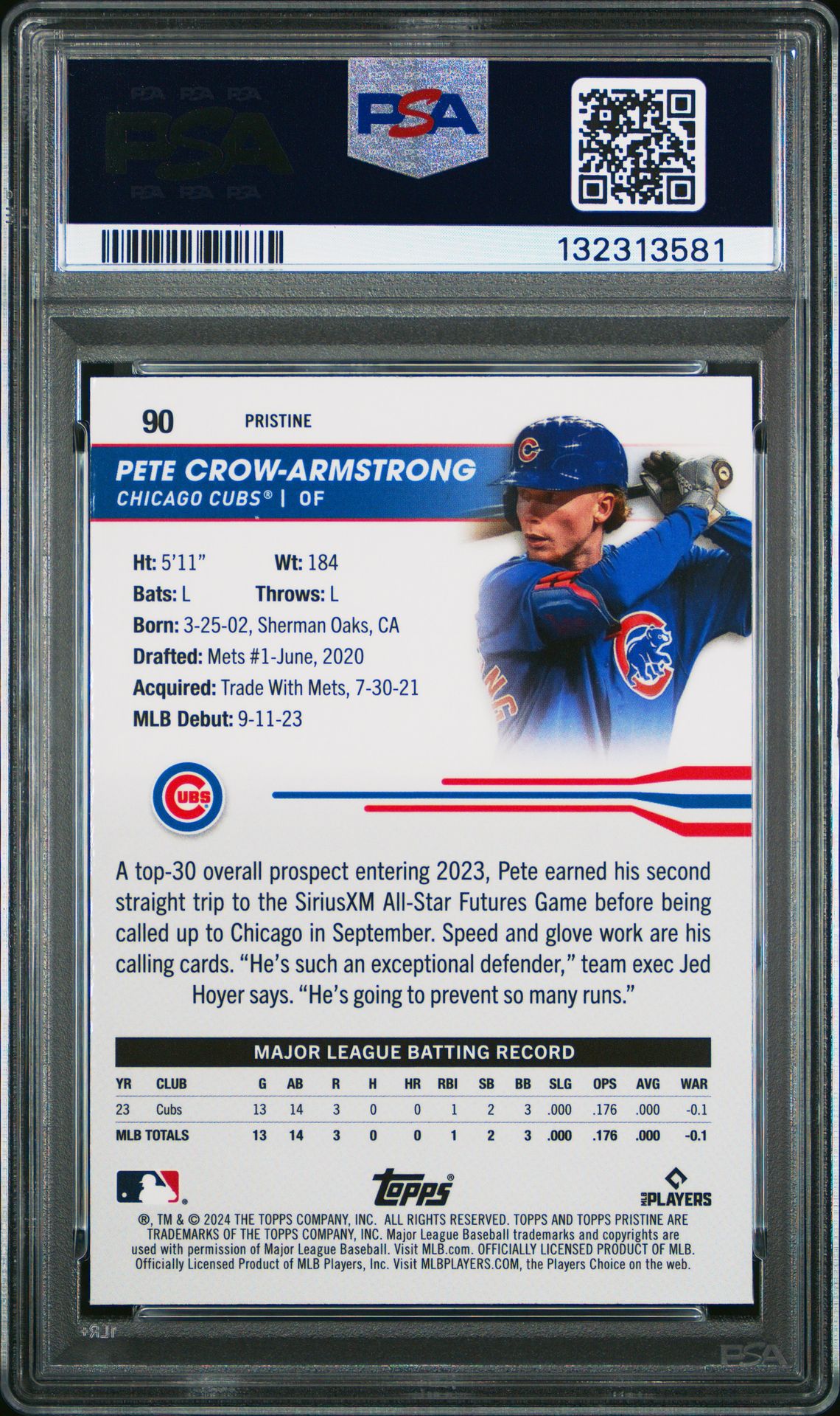 2024 Topps Pristine Pete Crow-Armstrong #90 (Pristine) Gem Mt 10 back