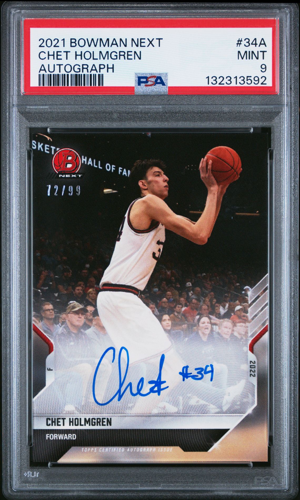 2021 Bowman Next Chet Holmgren #34A (Autograph) Mint 9 front